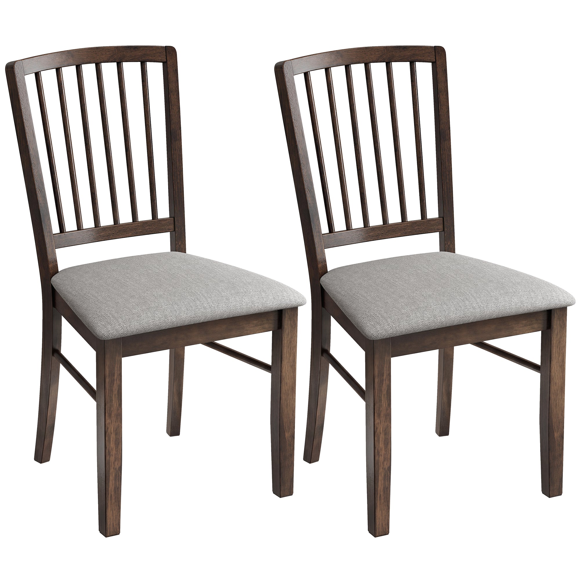Farmhouse Dining Chairs Set of 2, Upholstered Linen Fabric Kitchen Chairs with Solid Rubberwood Legs for Kitchen, Dining Room, Burn Brown