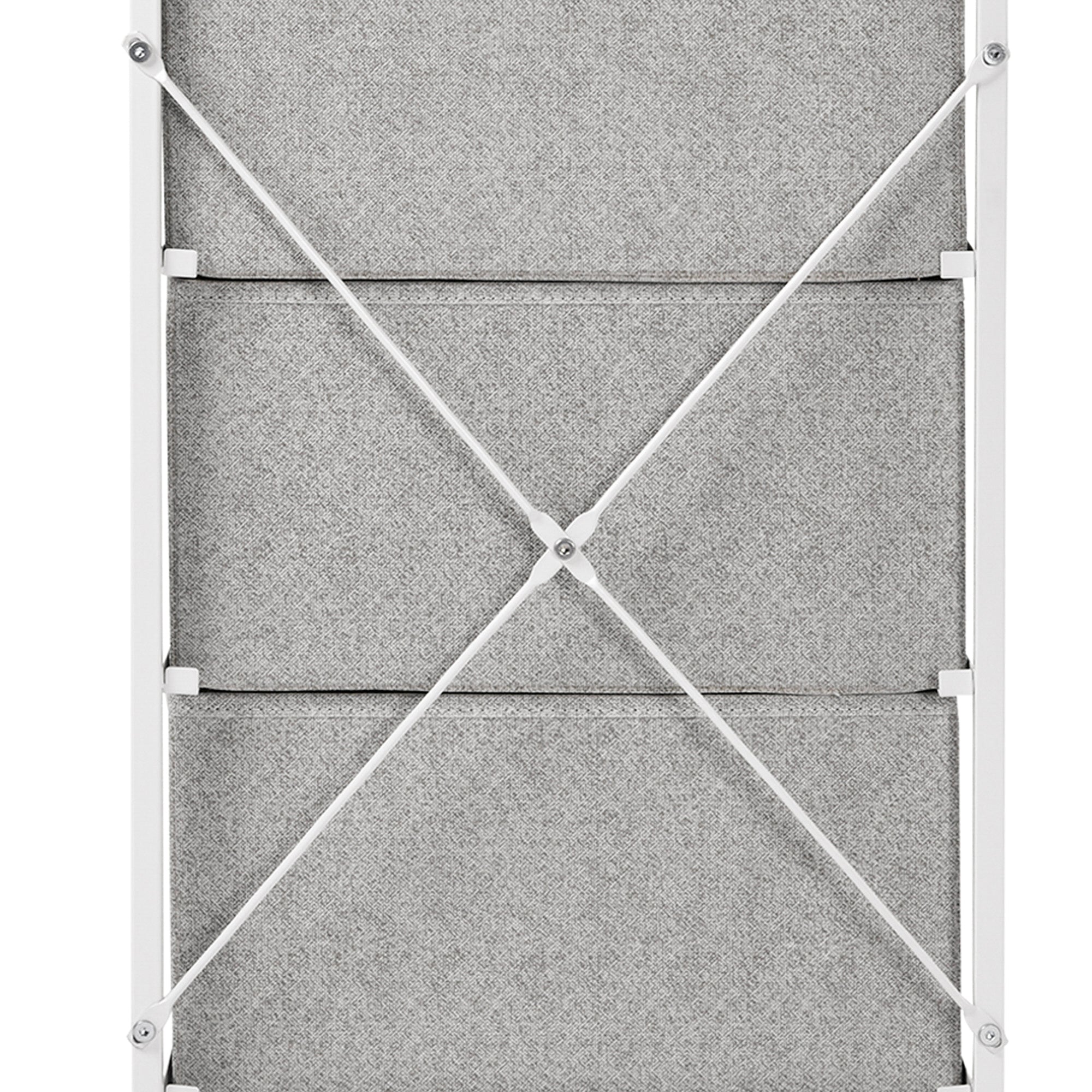 Linen Drawer Cabinet Organizer Storage Dresser Tower with 4 Removable Drawer Metal Frame Adjustable Feet for Living Room, Kitchen, Bathroom, White