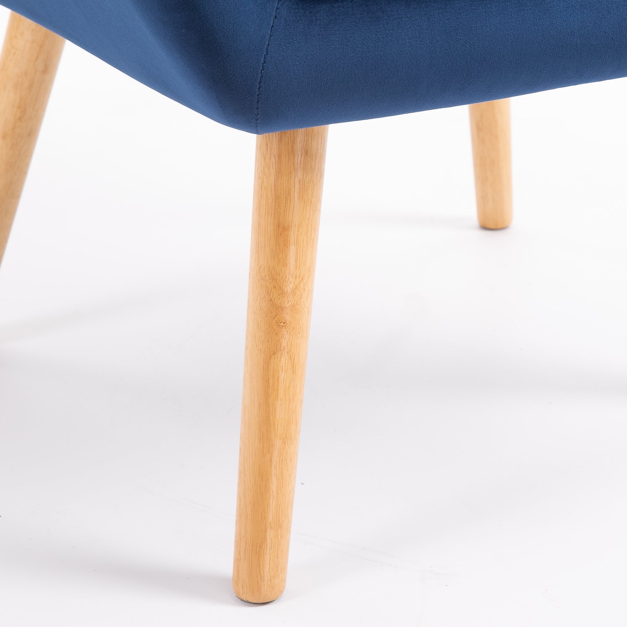 HOMCOM Modern Armchair, Accent Chair with Wide Arms, Slanted Back and Rubber Wood Legs for Living Room, Bedroom, Home Office, Blue