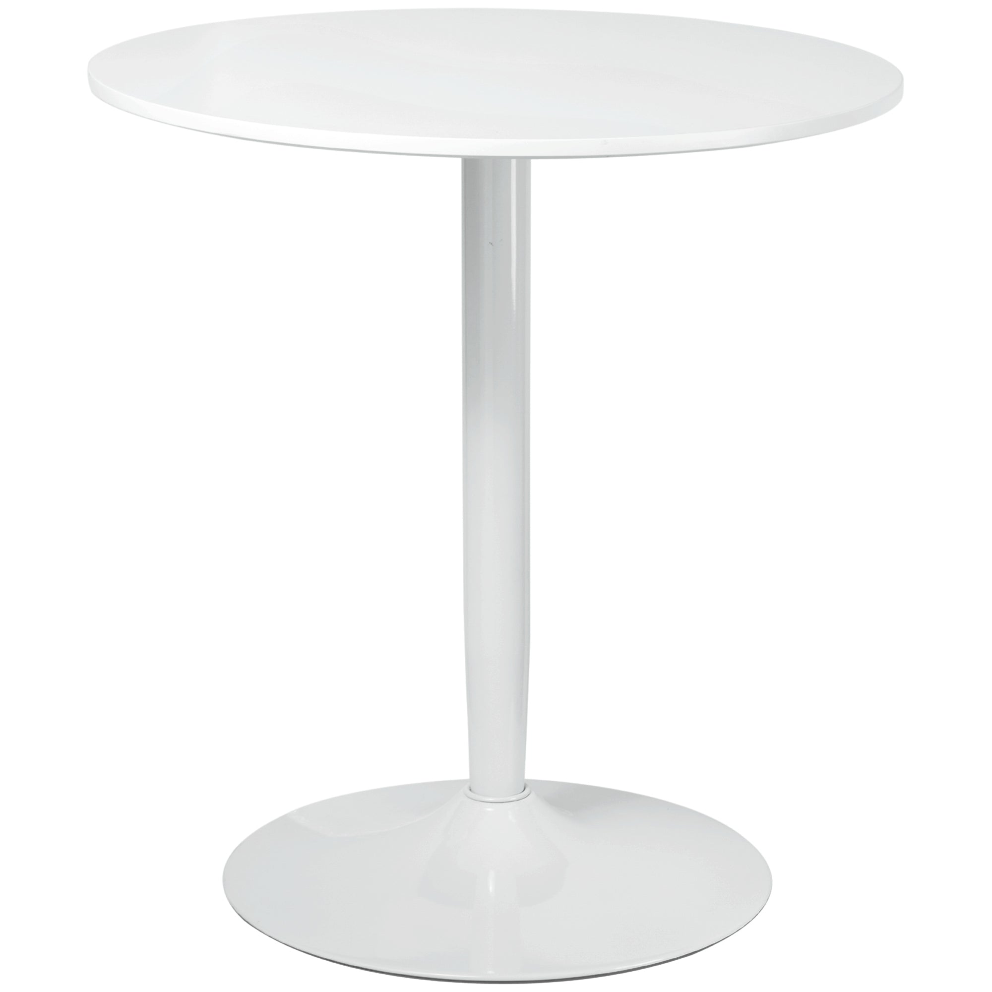 HOMCOM Round Dining Table, Modern Kitchen Table with Steel Base, Non-slip Foot Pad for Living Room, Dining Room, White