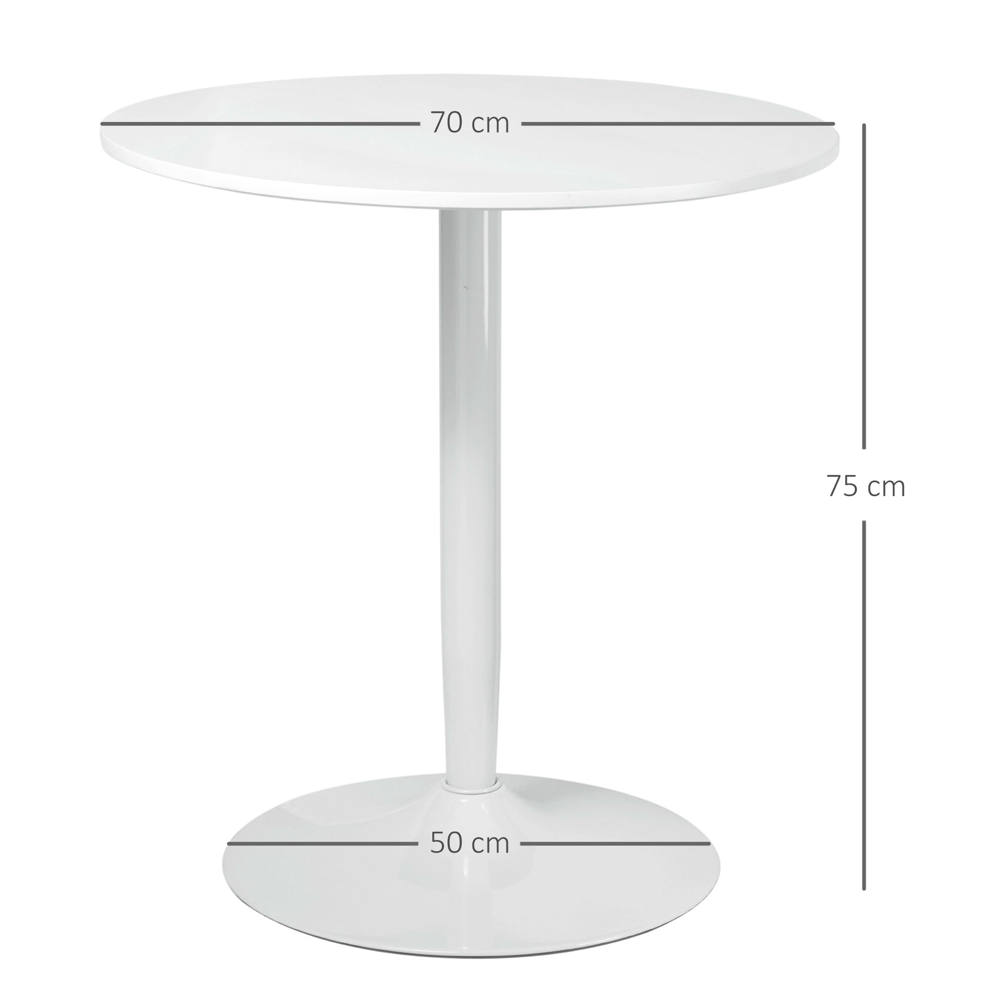 HOMCOM Round Dining Table, Modern Kitchen Table with Steel Base, Non-slip Foot Pad for Living Room, Dining Room, White