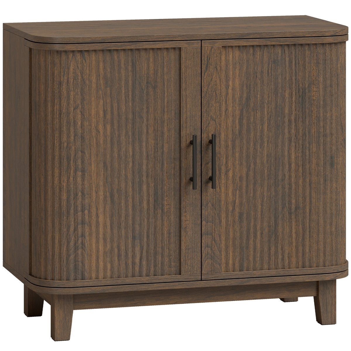 80cm Sideboard Buffet Cabinet, Modern Storage Cabinet with 2 Curved Doors, Adjustable Shelf and Legs for Dining Room, Hallway, Dark Walnut