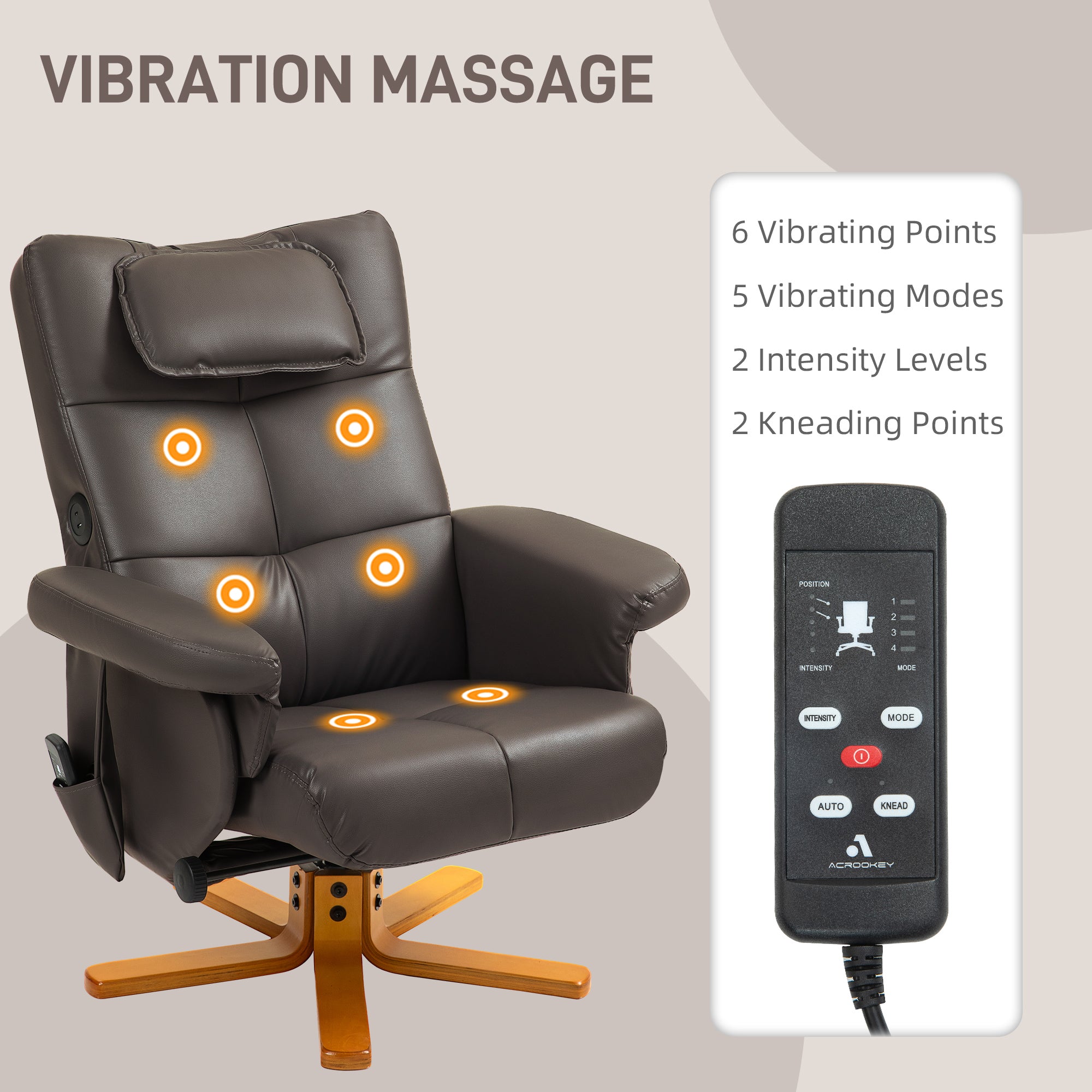 HOMCOM Massage Recliner Chair with Footstool, Upholstered Armchair with Adjustable Backrest, Remote Control, Hidden Storage and Charger for Living Room, Bedroom, Dark Brown