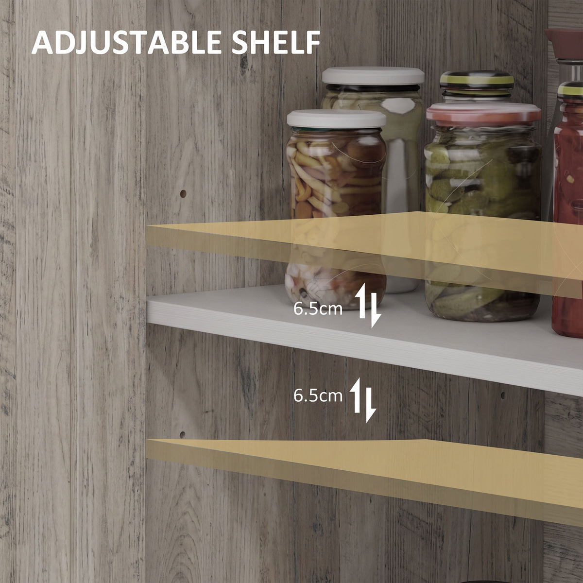 Farmhouse Kitchen Storage Cabinet, Sideboard Buffet Cabinet with 4 Barn Doors and Adjustable Shelves, Light Distressed Grey