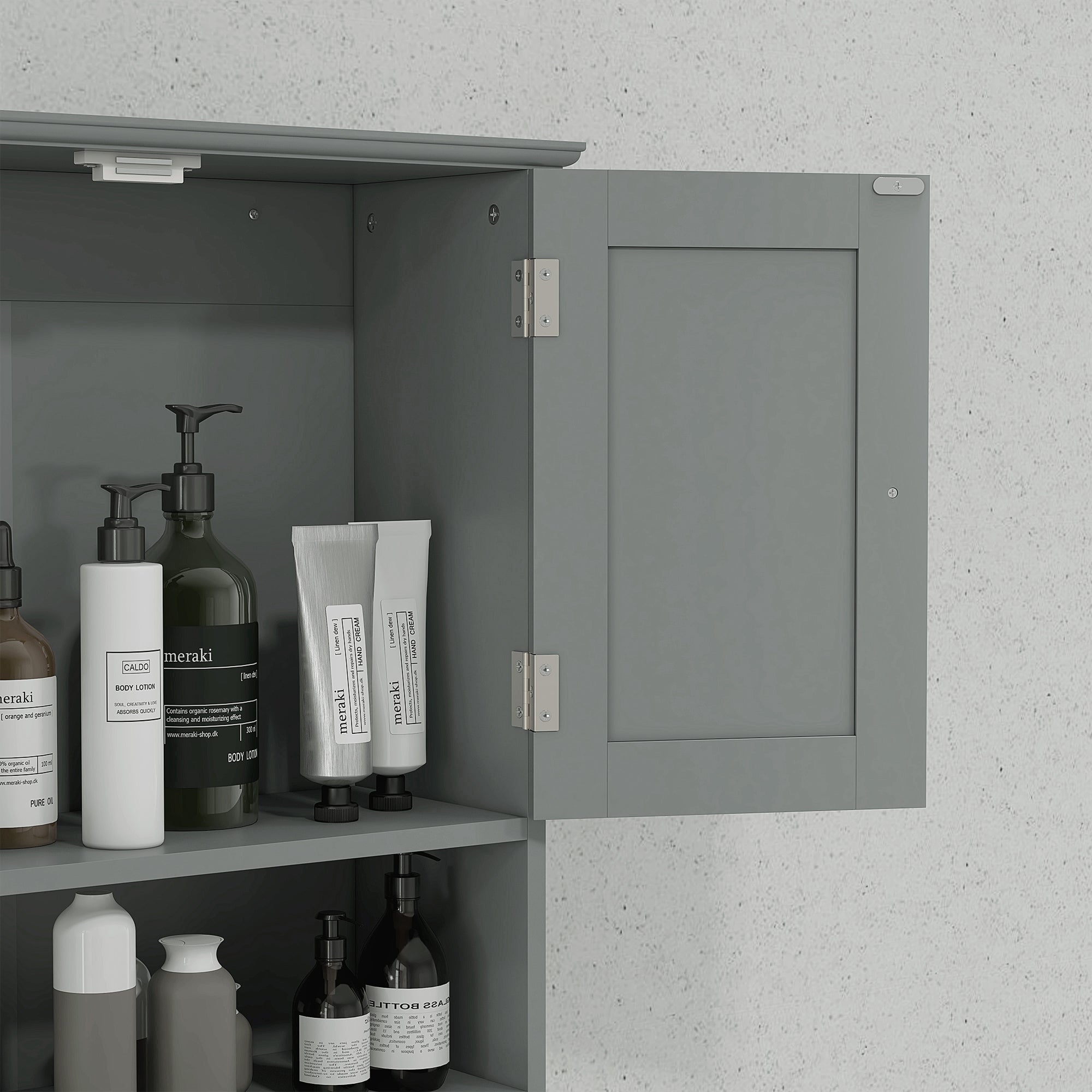 kleankin Bathroom Wall Cabinet, Medicine Cabinet, Over Toilet Storage Cabinet with Shelf and Drawers for Hallway, Living Room, Grey