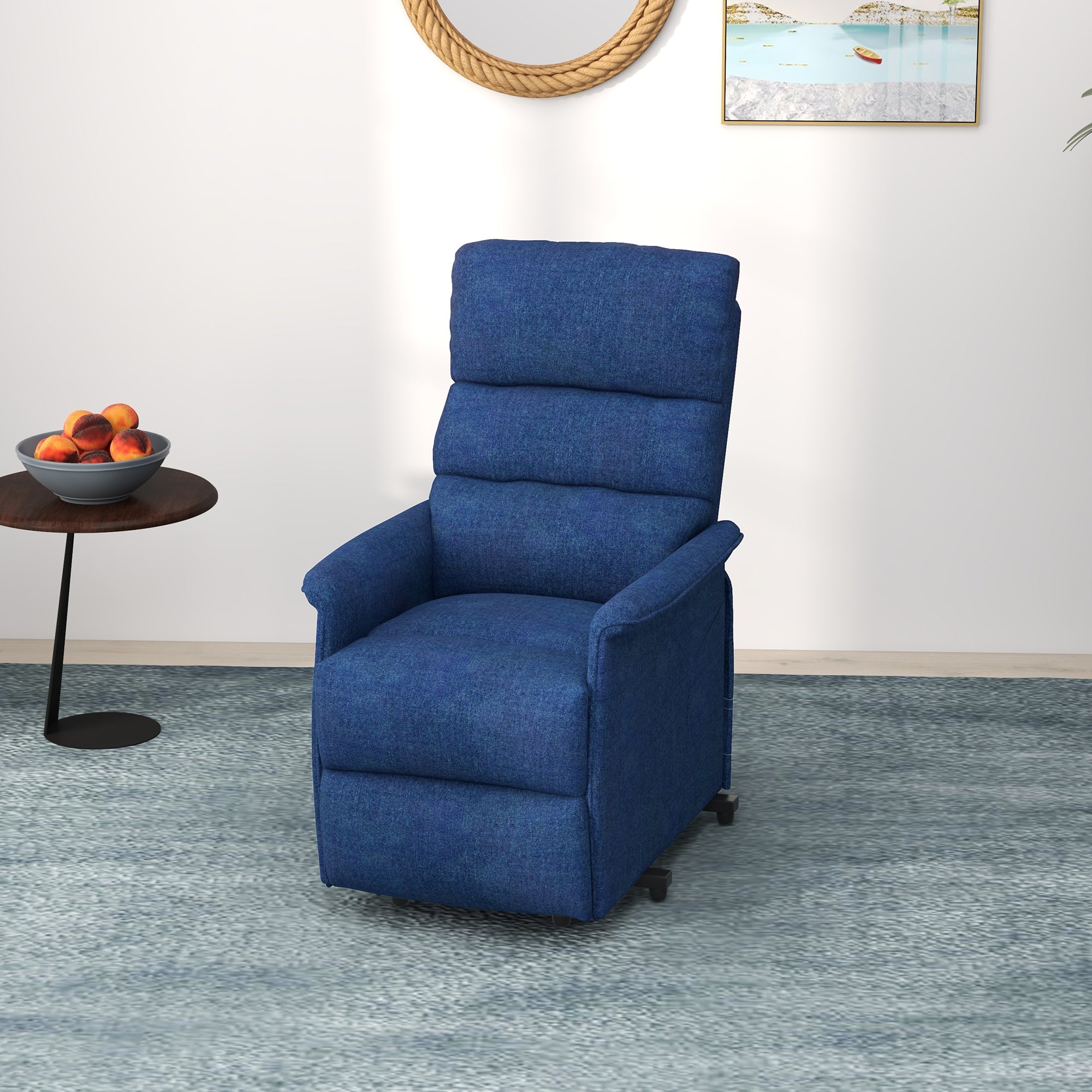 Electric Power Lift Chair with 135° Recline & Remote Control for Elderly Comfort, Dark Blue
