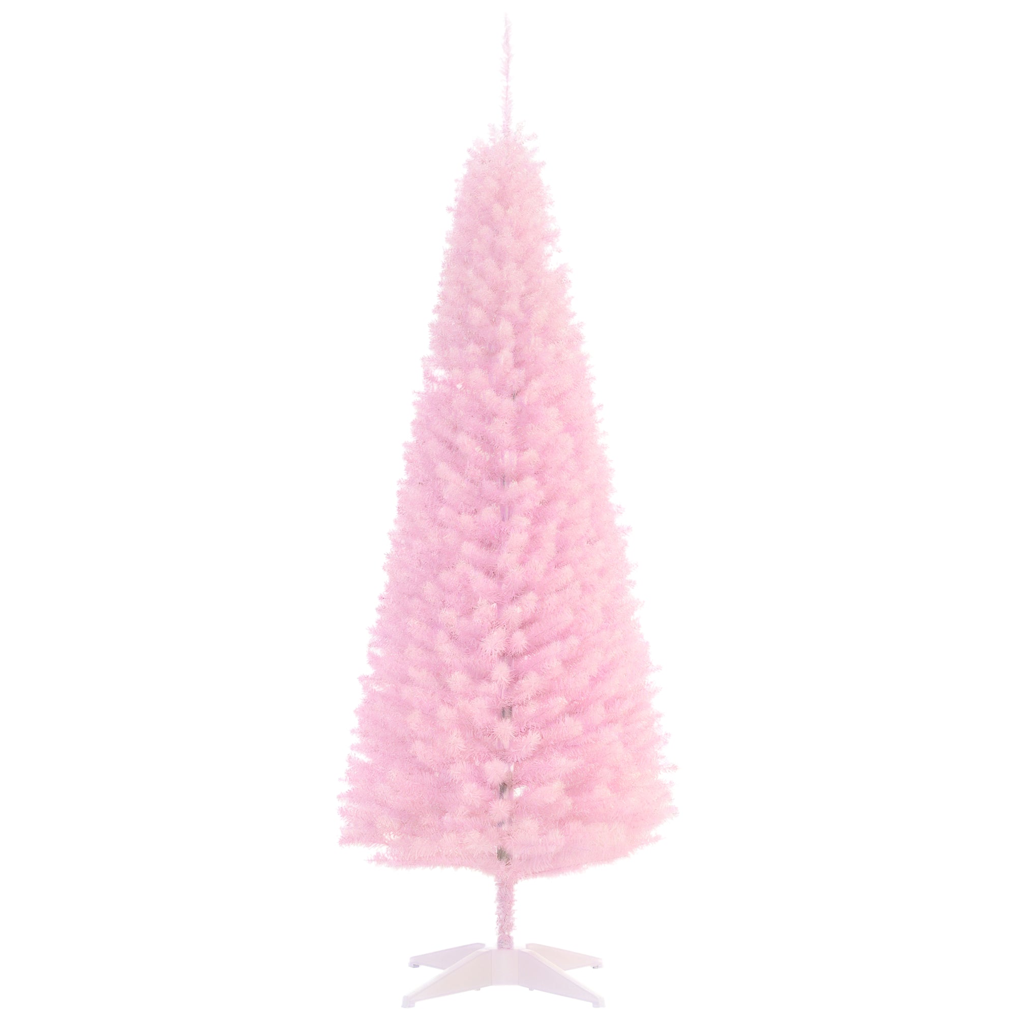 5' Artificial Pencil Christmas Tree, Slim Xmas Tree with 294 Realistic Branch Tips and Plastic Stand, Pink