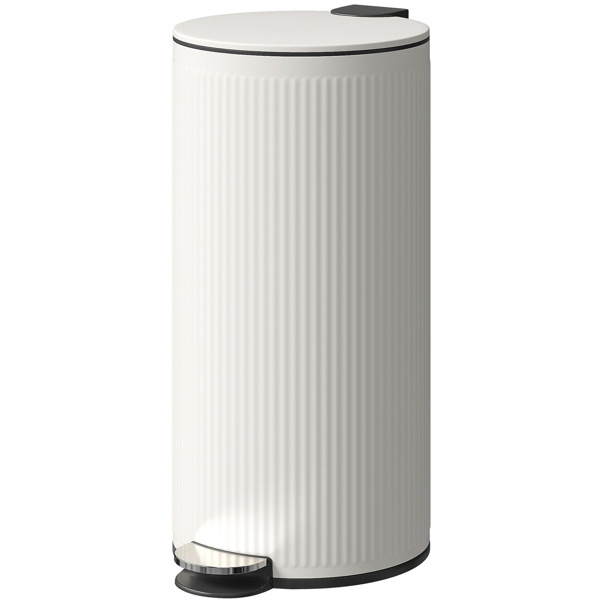 30 Litre Pedal Kitchen Bin with Soft Close and Stay Open Lid, Rubbish Bin with Removable Inner Bucket for Kitchen, Office, Home, Cream