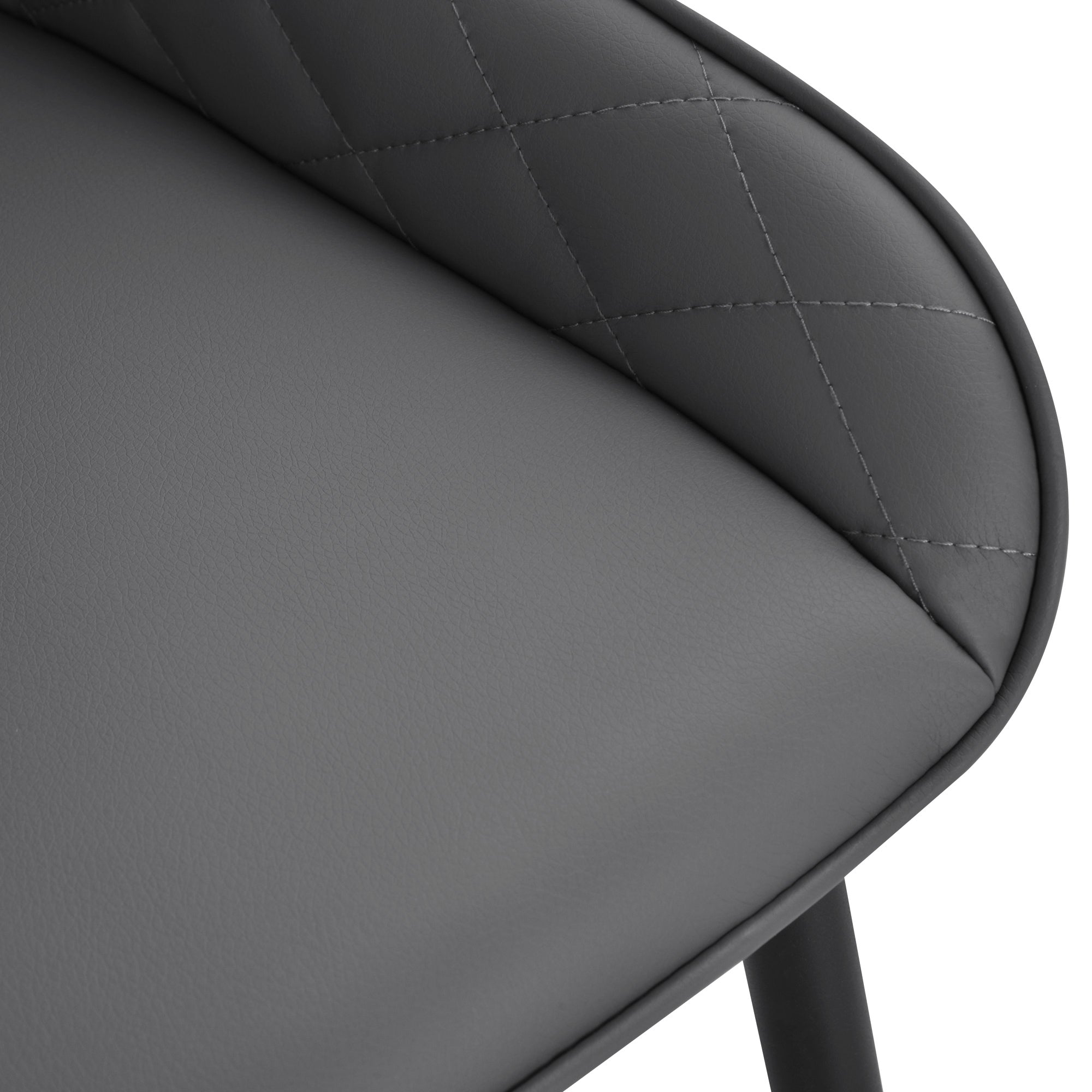 HOMCOM Dining Chairs Set of 2, Modern PU Leather Upholstered Kitchen Chairs with Diamond Tufted Backs and Steel Legs for Living Room, Dining Room, Bedroom, Grey