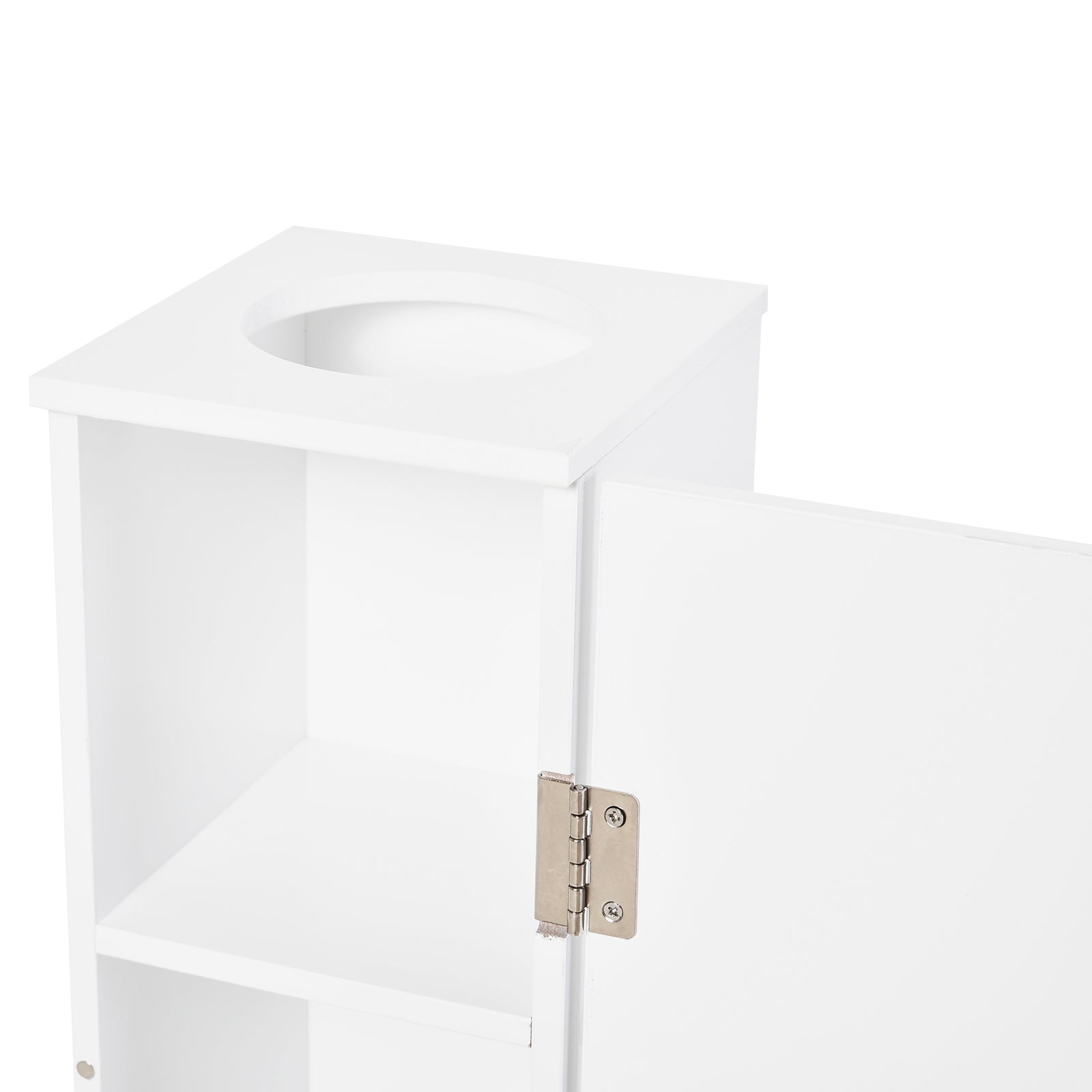 Small Toilet Paper Cabinet, Bathroom Corner Cabinet with Doors and Shelves, White - HOMCOM
