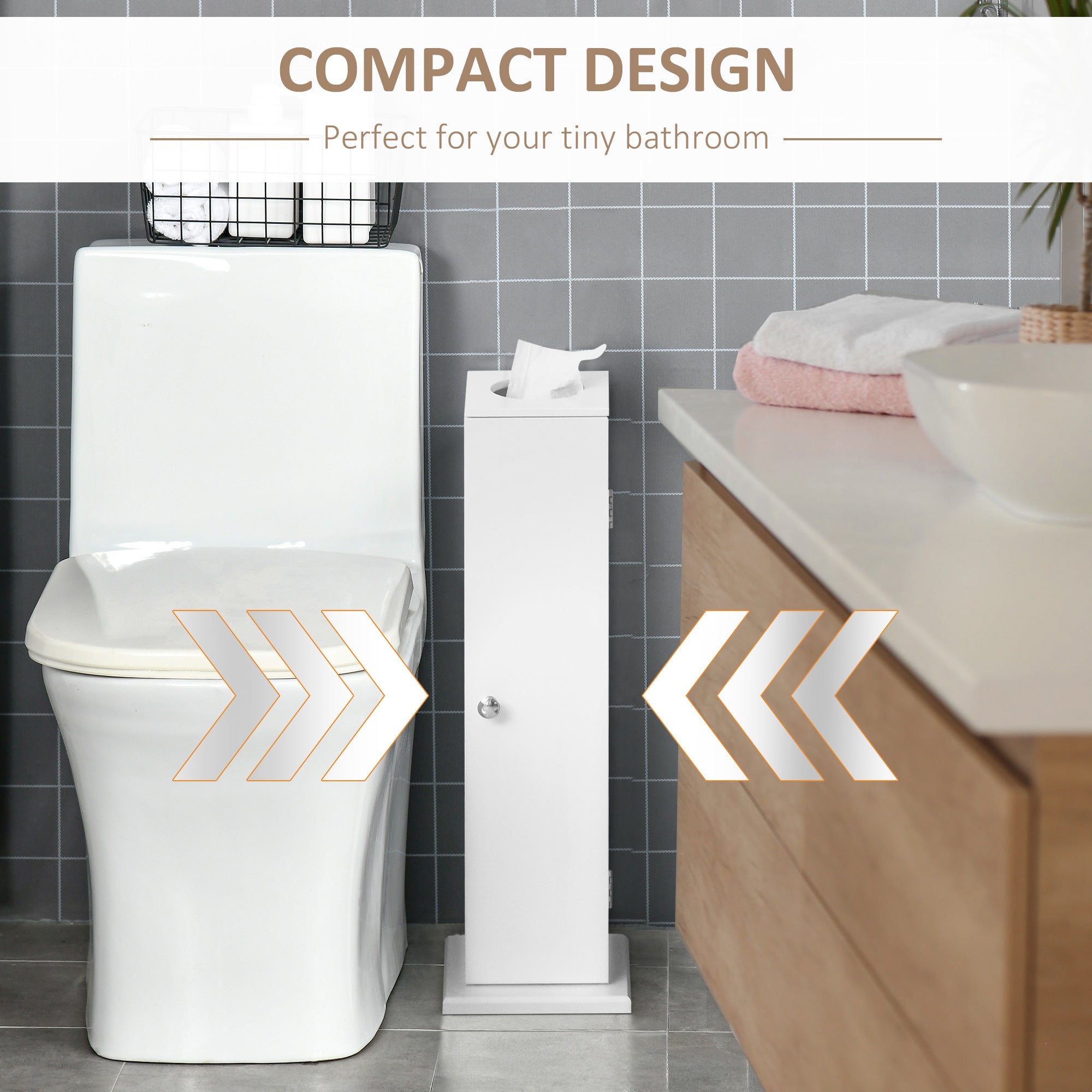 Small Toilet Paper Cabinet, Bathroom Corner Cabinet with Doors and Shelves, White - HOMCOM