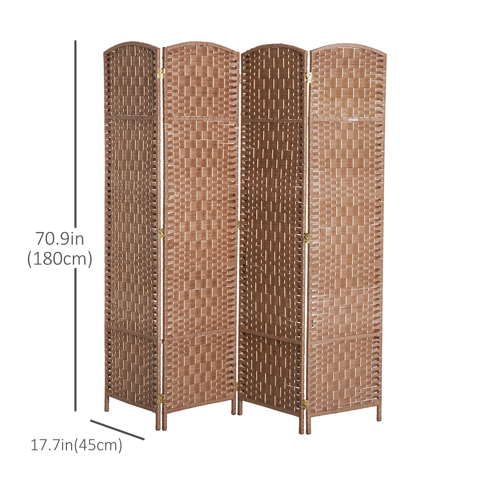 HOMCOM 4 Panels Room Divider, 6 Ft Tall Indoor Portable Folding Privacy Screens, Hand-Woven Double Hinged Freestanding Partition Wall Divider for Home Office, Natural