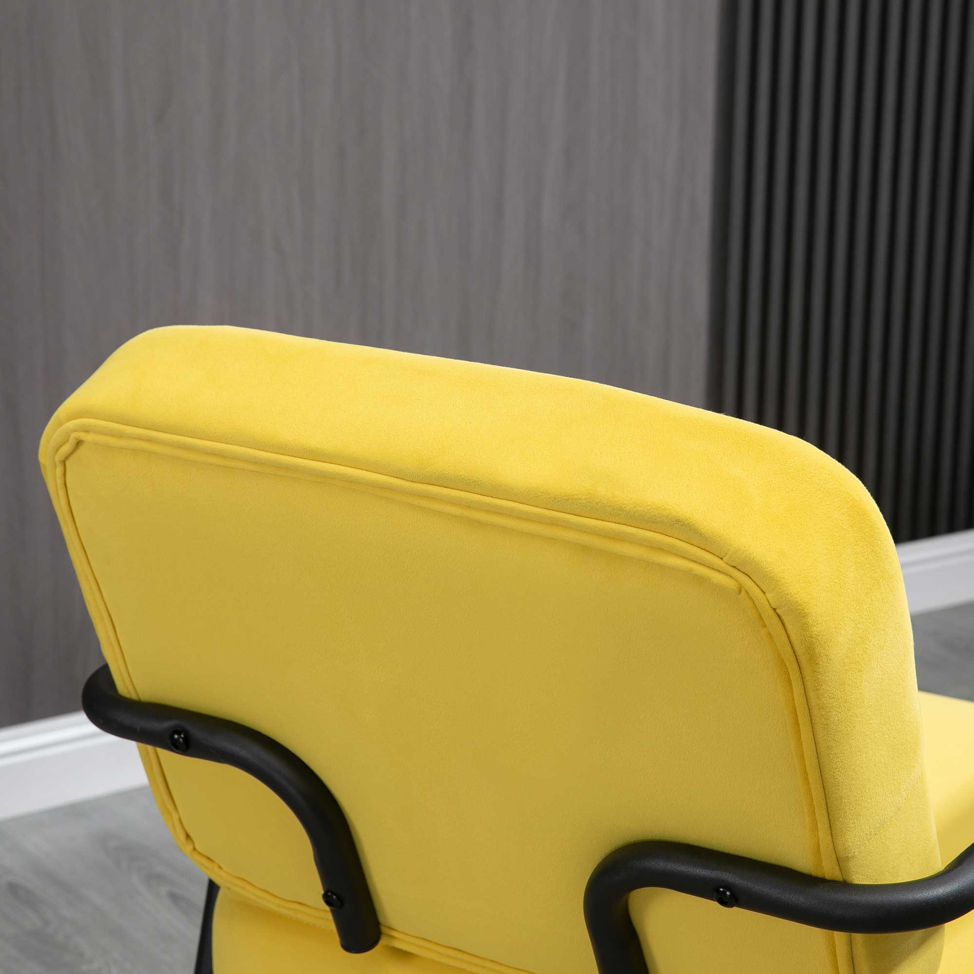 Accent Chair with Cushioned Seat, Upholstered Velvet Armchair, Yellow
