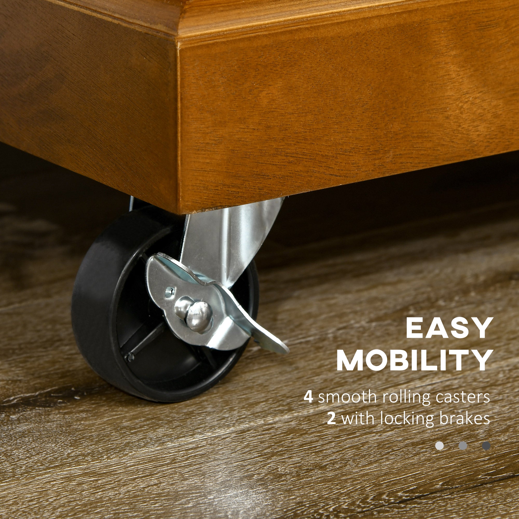 36" Wide Rolling Kitchen Cart with Storage Cabinet, Drawer & Towel Racks, Brown