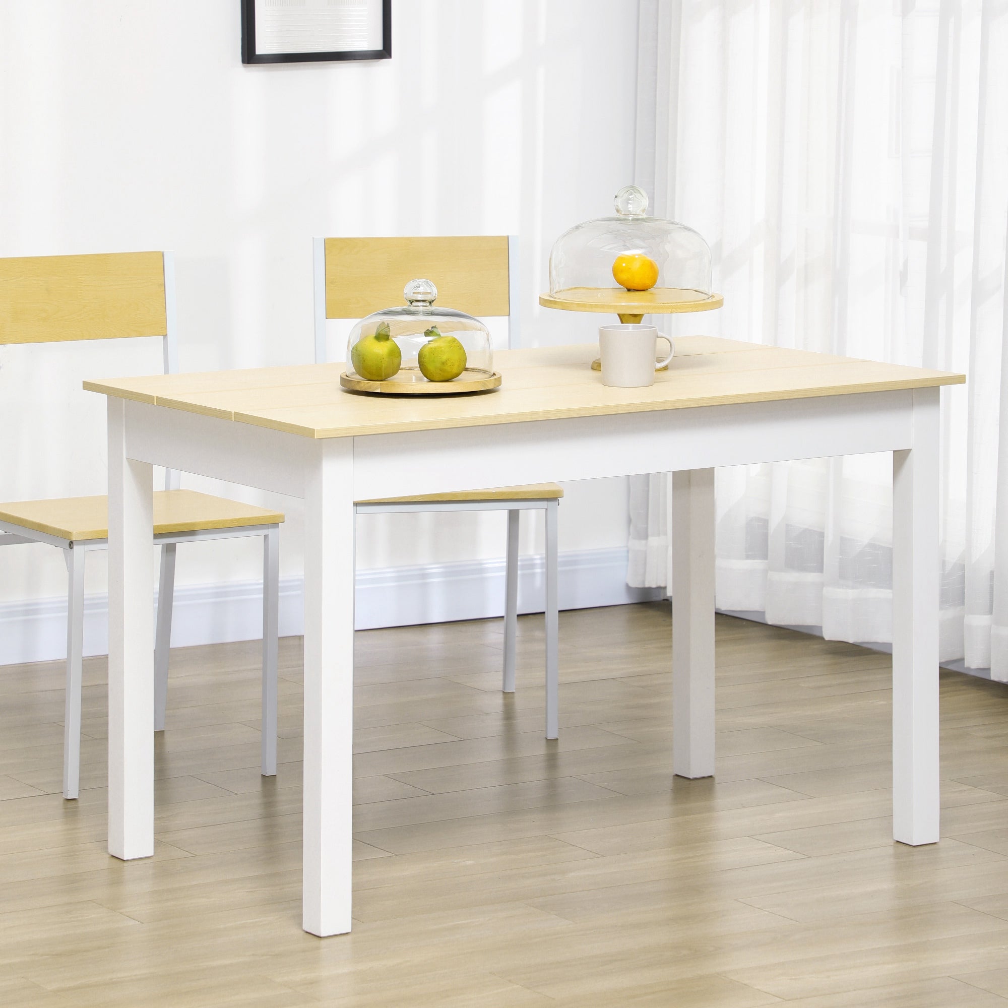 HOMCOM Dining Table for 4 to 6, Modern Kitchen Table with Wood Effect Tabletop, Thick Legs, 120cm, Oak Wood Grain