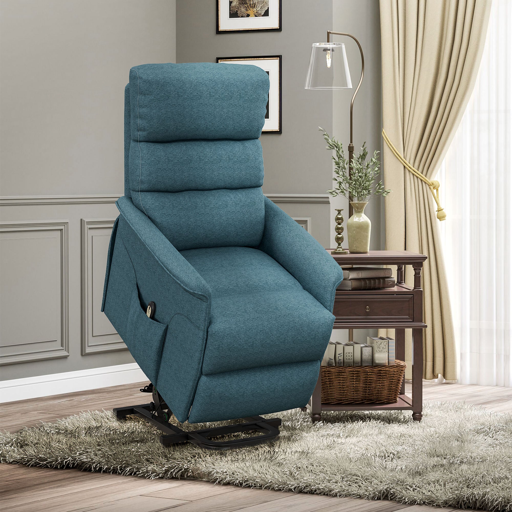 Electric Power Lift Chair with 135° Recline & Remote Control for Elderly Comfort, Blue