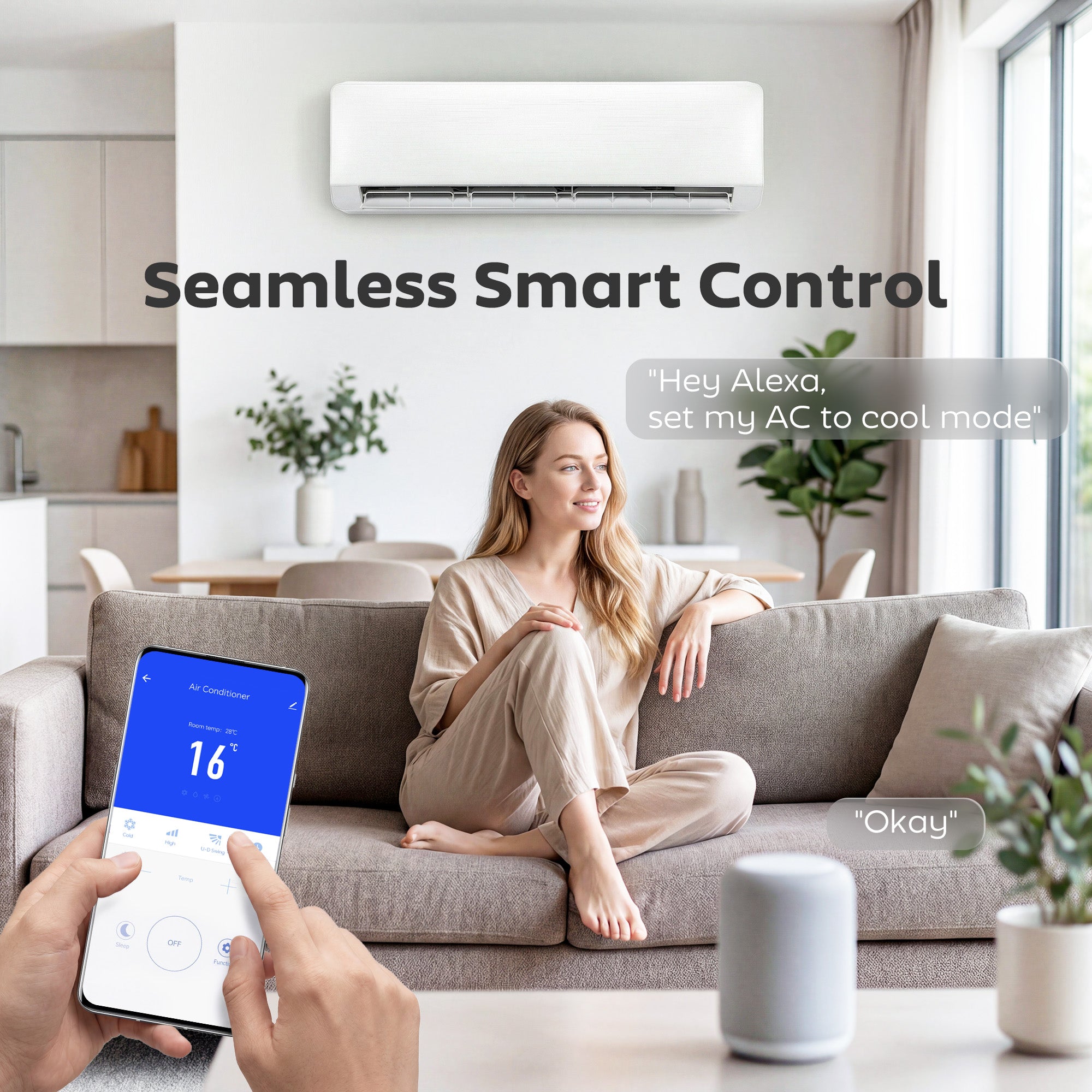 18000 BTU Mini Split Air Conditioner and Heat Pump, 22 SEER2 230V WIFI Enabled Energy Efficient Ductless Inverter AC Unit Cools up to 1250 Sq.Ft, Works with Alexa, Installation Kit
