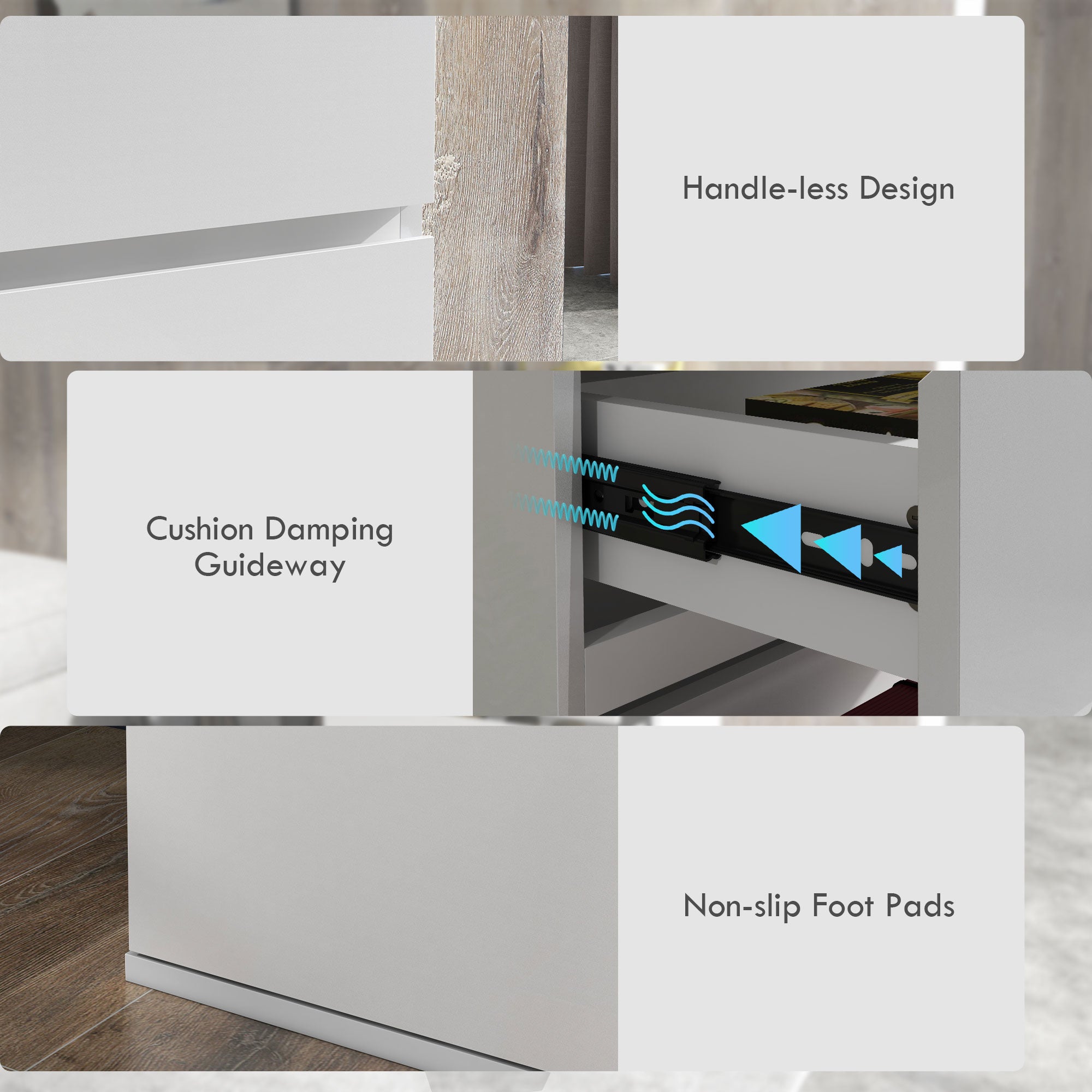 HOMCOM High Gloss Chest of Drawers, 5 Drawers Dresser, Modern Storage Drawer Unit with Soft Closing Mechanism for Bedroom, White