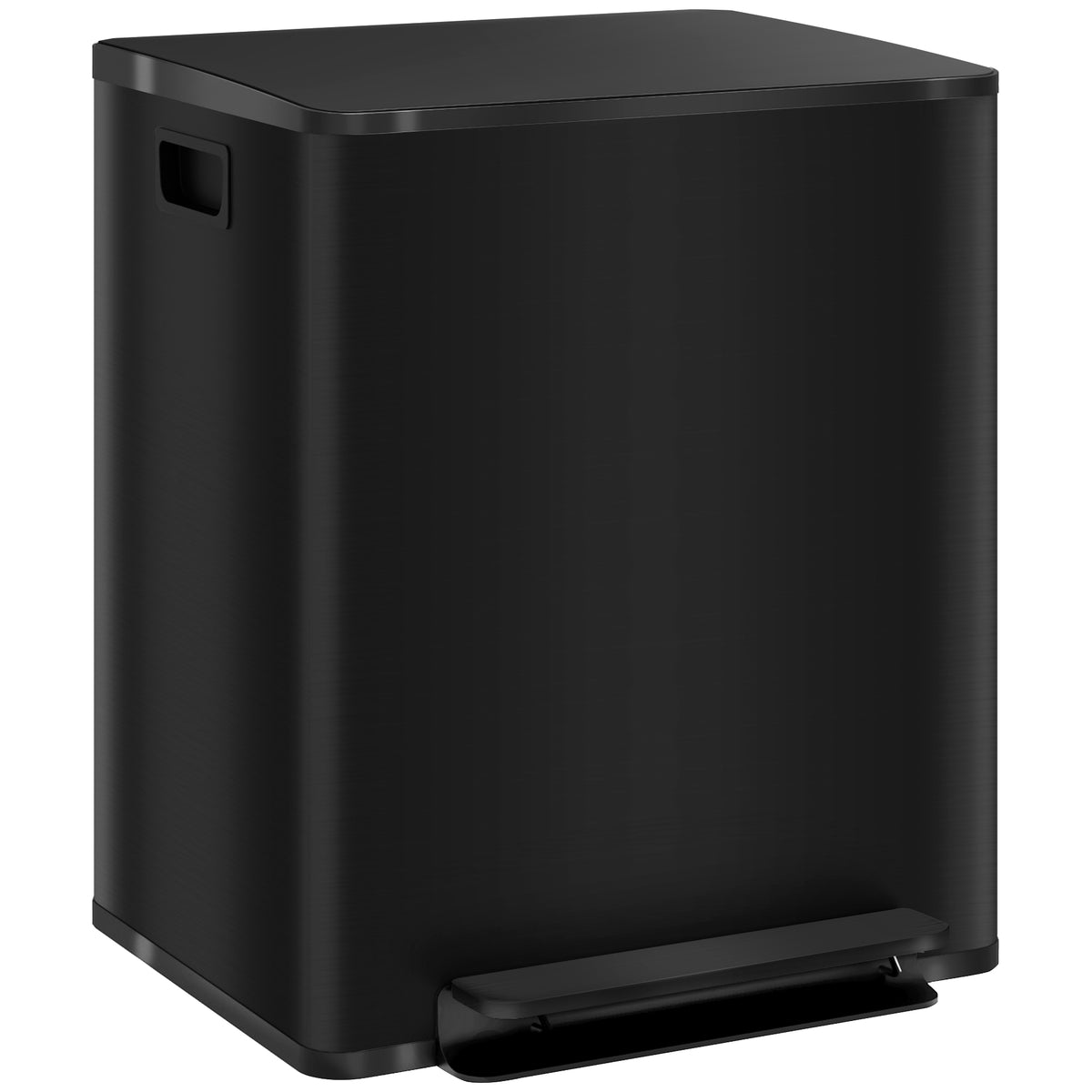 2 x 6.6 Gallon Dual Trash Can, Soft-Close Lid Stainless Steel Double Garbage Bin with Removable Inner Buckets and Handles for Kitchen, Office, Bathroom, Black