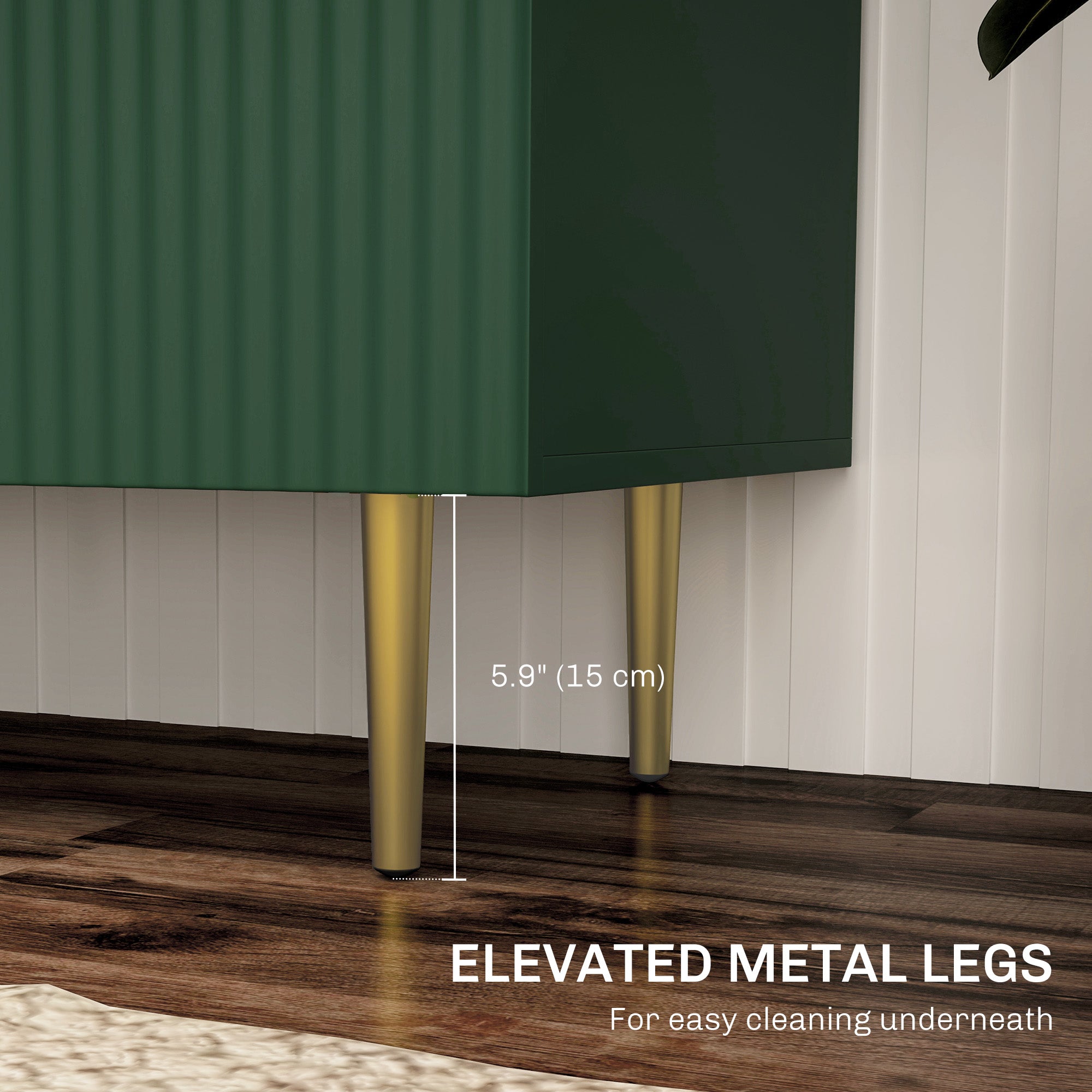 HOMCOM Sideboard Buffet Cabinet, Modern Kitchen Storage Cabinet with 2 Doors and Adjustable Shelves, Pantry Cabinet with Metal Legs for Hallway, Green