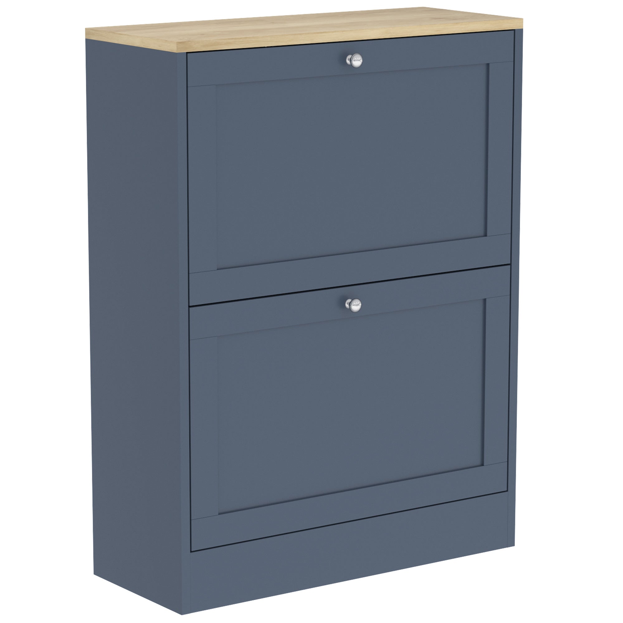 Shoe Storage Cabinet with 2 Flip Drawers, Wooden Freestanding Shoe Organizer with Adjustable Shelves for Entryway, Hallway, Blue