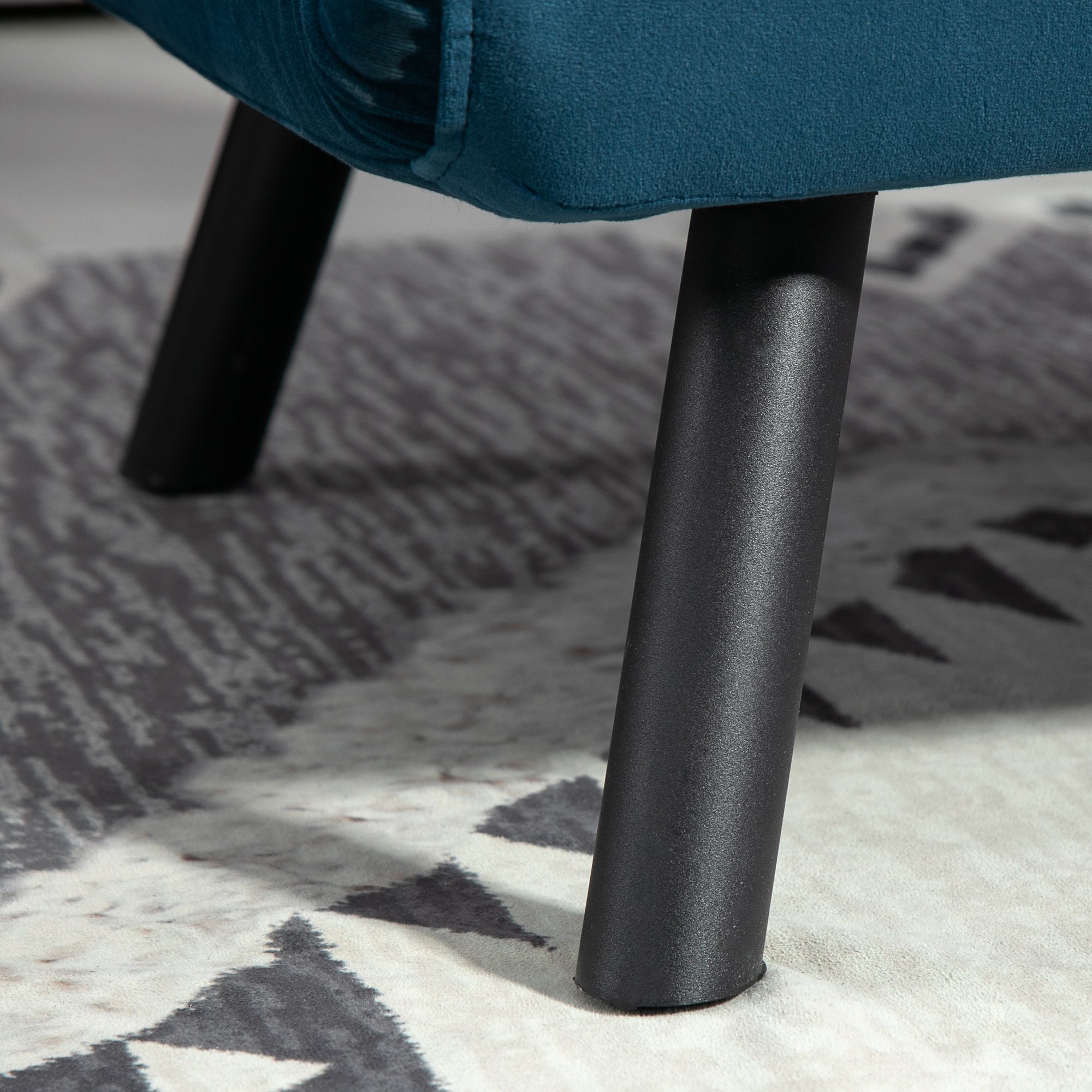 HOMCOM Single Chair Bed, Click Clack Convertible Bed Settee, Modern Velvet Feel Fabric Chair Couch with 1 Tufted Cushion, Wood Armrests, for Living Room, Bedroom, Guest Room, Navy Blue