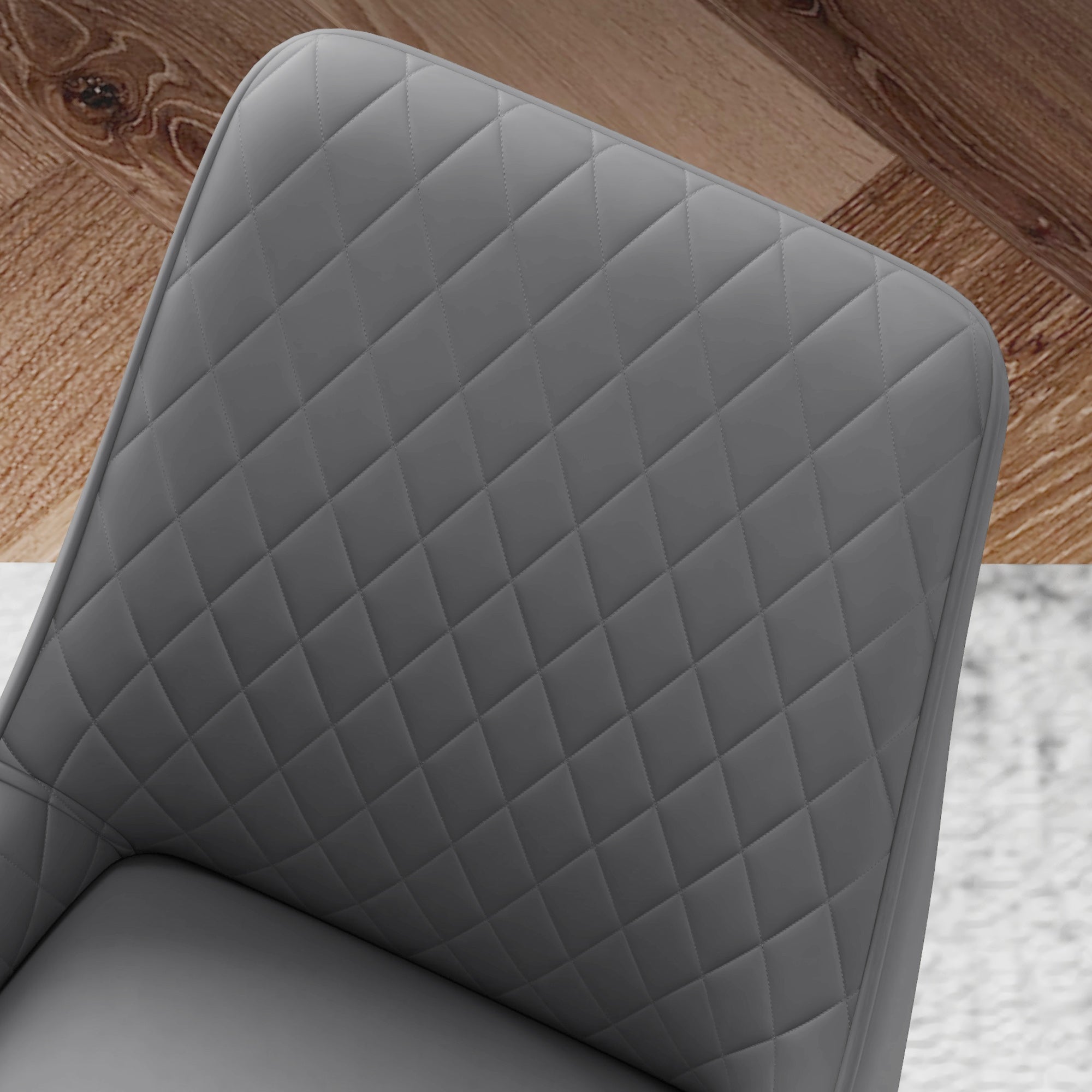 HOMCOM Dining Chairs Set of 4, Modern PU Leather Upholstered Kitchen Chairs with Diamond Tufted Backs and Steel Legs for Living Room, Dining Room, Bedroom, Grey