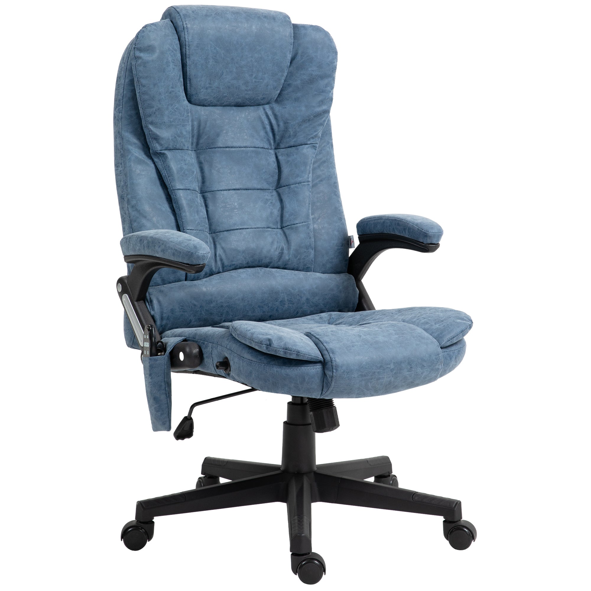 Heated Massage Office Chair with 6 Vibration Points, Armrest and Remote, Blue