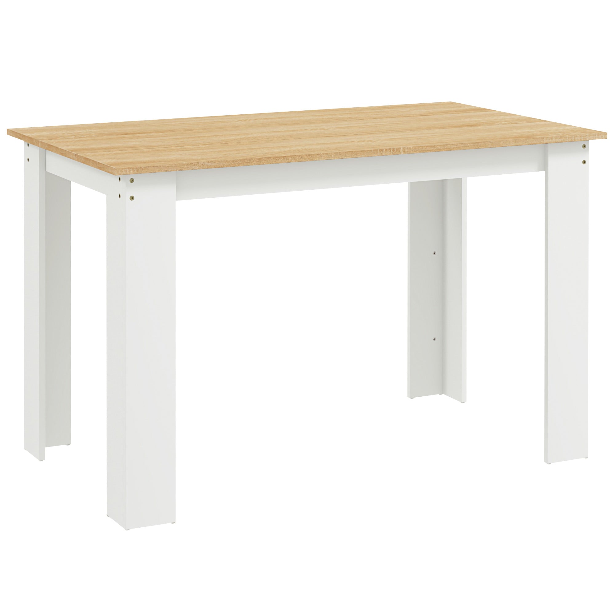 Dining Table for 4 to 6, 120W x 69D x 75H cm, Modern Kitchen Table with Wood Effect Tabletop for Dining Room, Kitchen, Living Room, Oak and White