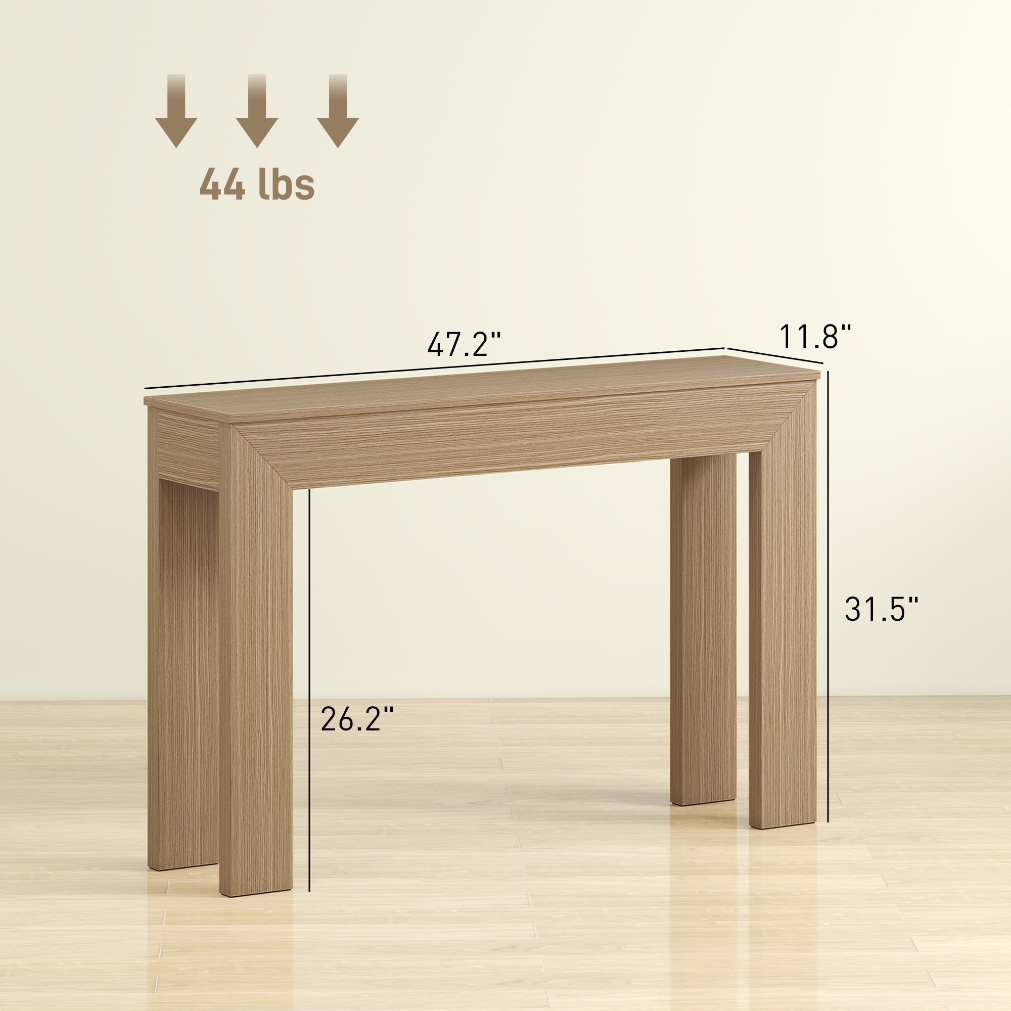 Modern Console Table, 47" Narrow Entryway Table for Living Room, Hallway, Natural Wood