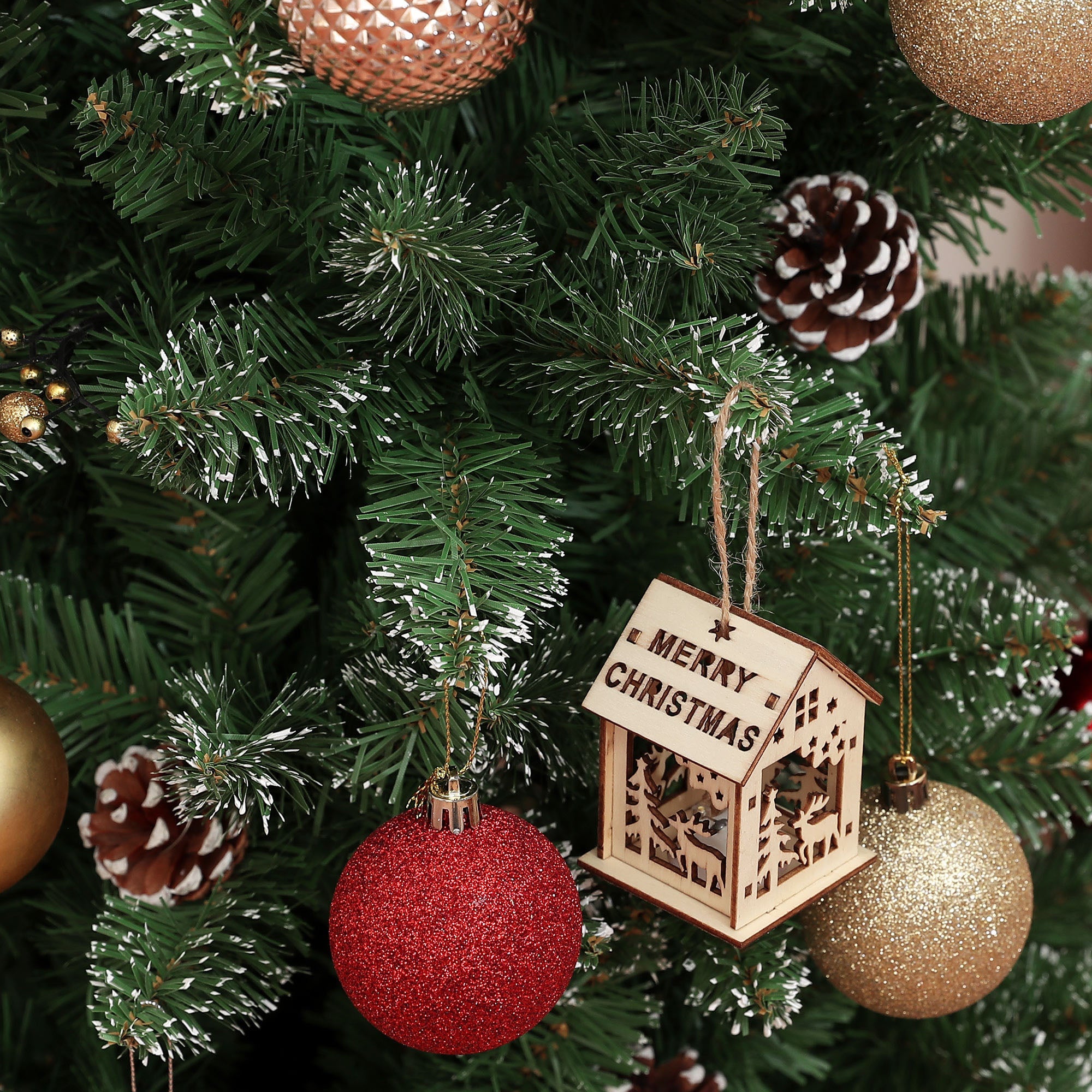 HOMCOM 6ft Artificial Pencil Christmas Tree with 618 branches, Metal Base, Realistic Xmas Tree