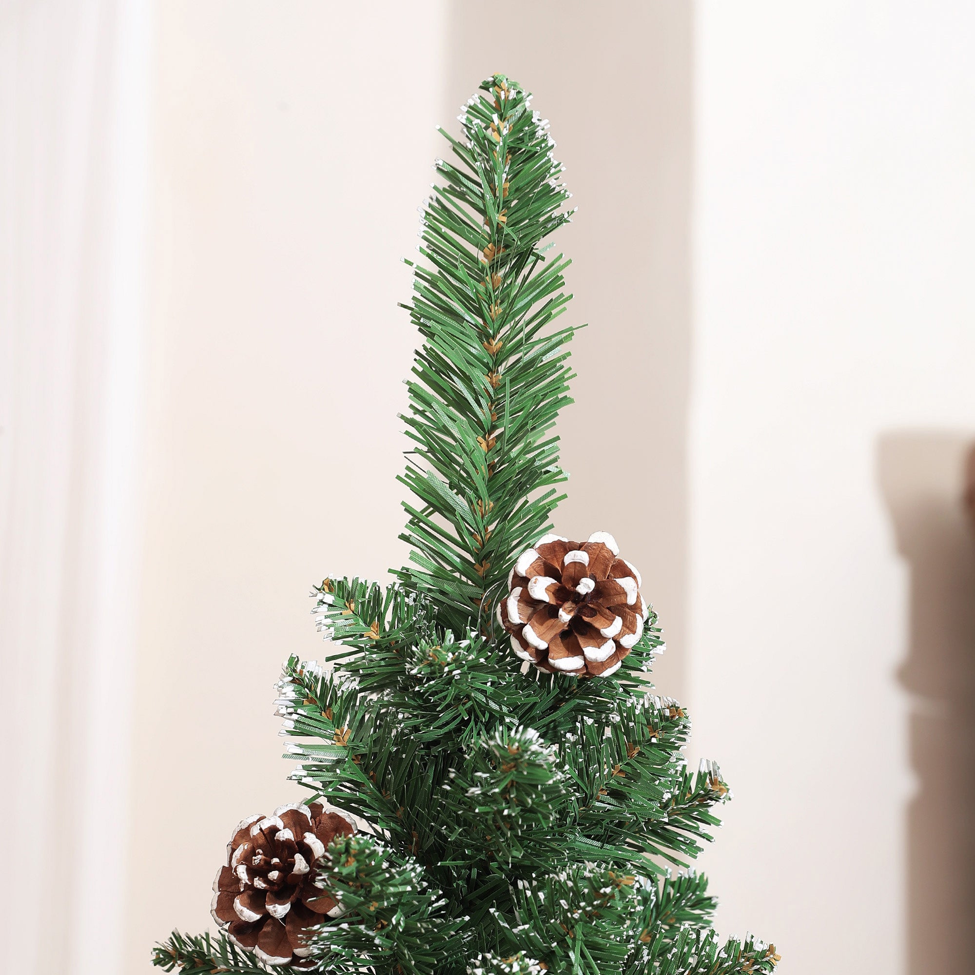 HOMCOM 6ft Artificial Pencil Christmas Tree with 618 branches, Metal Base, Realistic Xmas Tree
