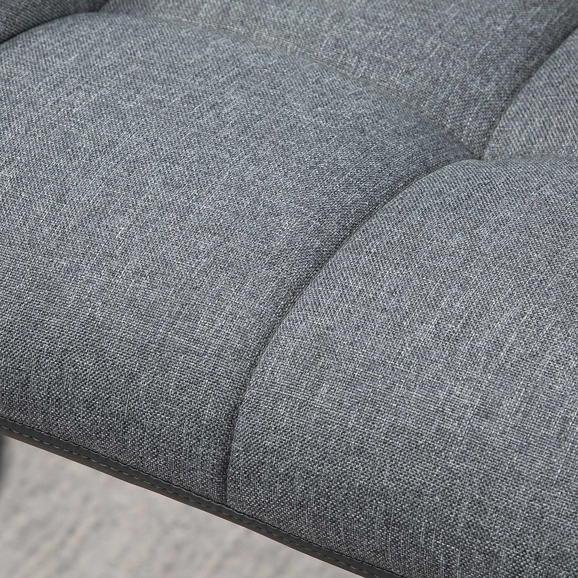 HOMCOM Adjustable Bar Stools Set of 2, Swivel Tufted Linen Fabric Barstools with Footrest and Armrests, Bar Chairs for Kitchen Counter and Dining Room, Grey