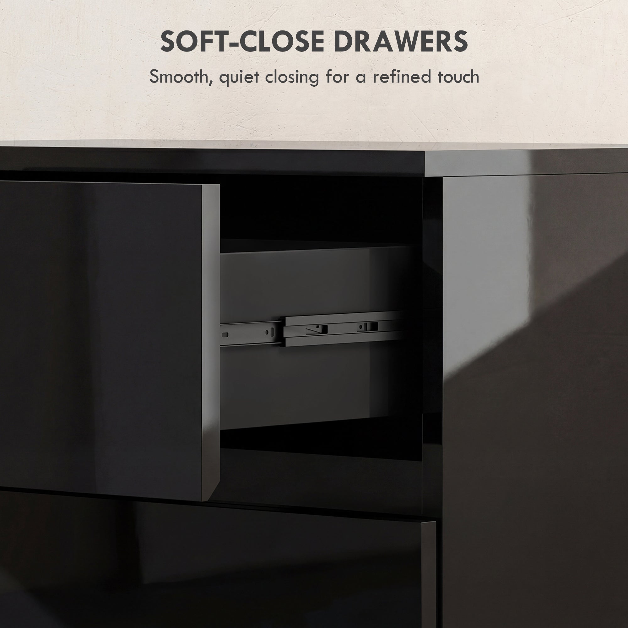 Chest of Drawers, 4 Drawers Storage Cabinet Floor Tower Cupboard for Bedroom Living Room, High Gloss Black