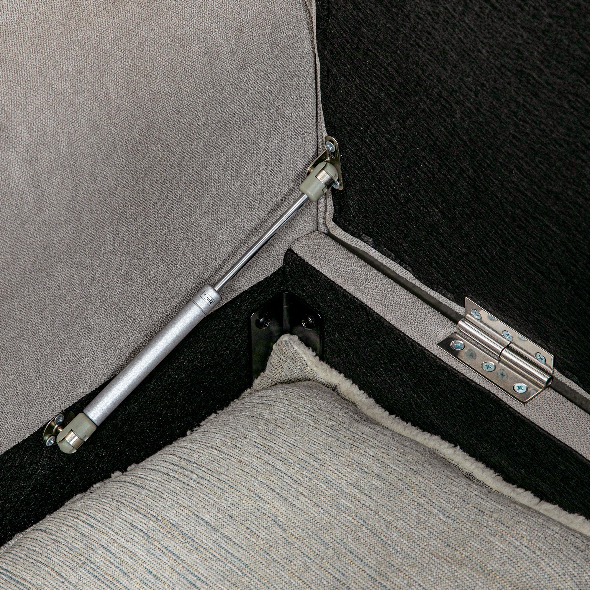 50 Inches Tufted Storage Ottoman, End of Bed Bench w/ Rolled Arms & Wood Legs, Gray