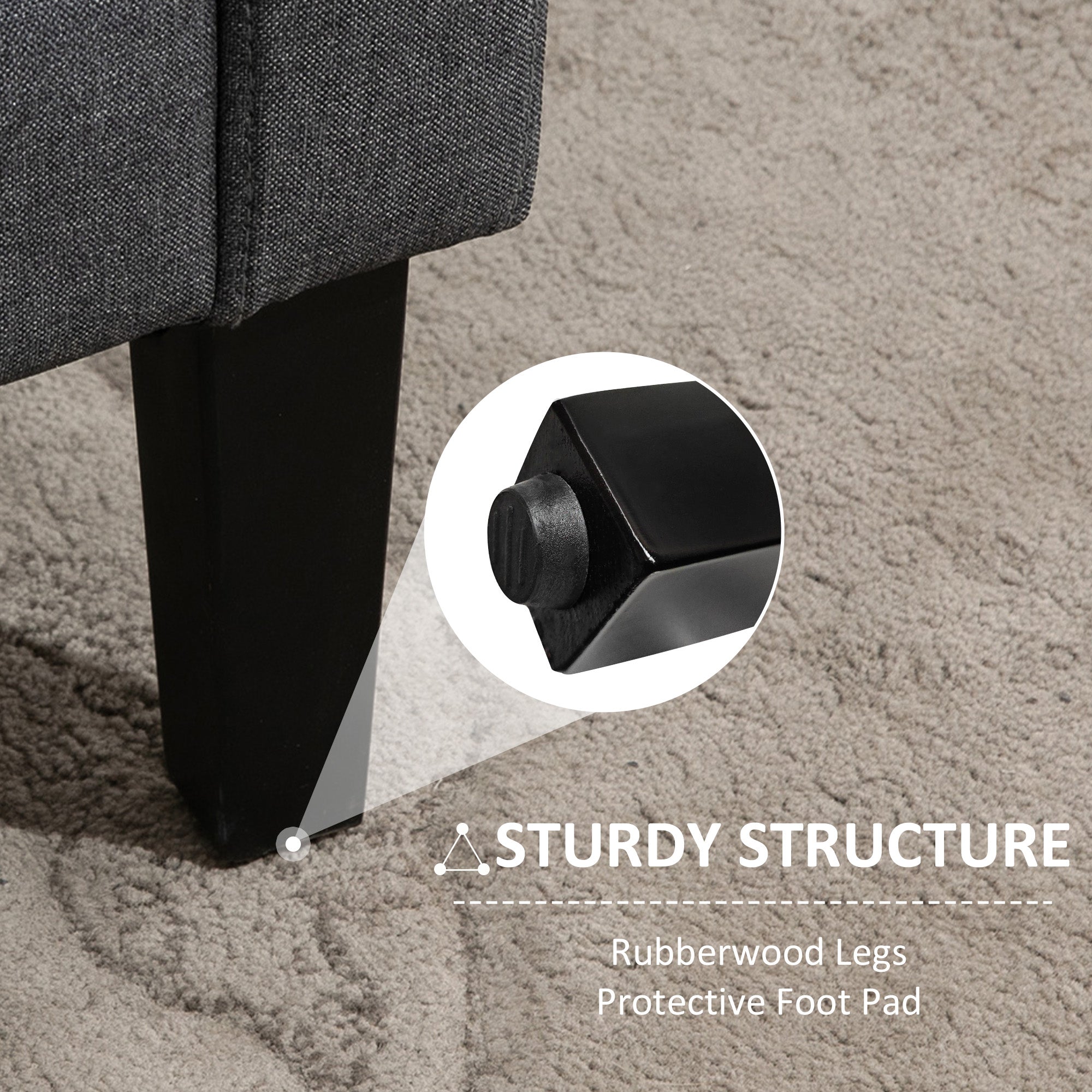 HOMCOM Linen Modern-Curved 2-Seat Sofa Loveseat w/ Thick Cushion Wood Legs Foot Pads Single Compact Home Furniture City Flats Grey