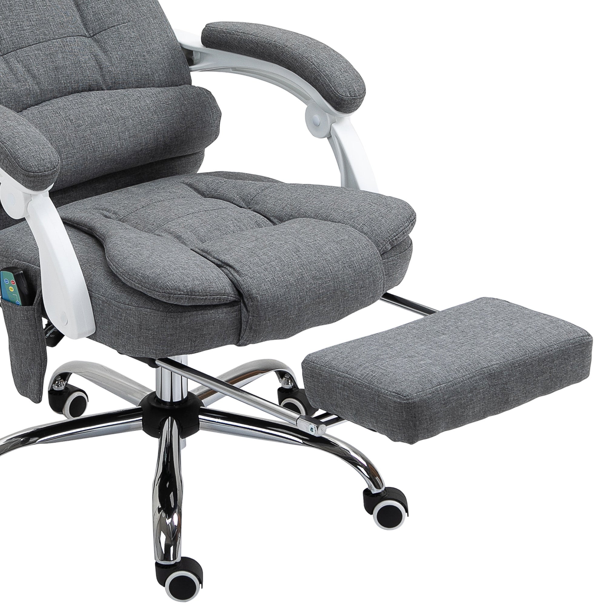 Vinsetto Heated 6 Points Vibration Massage Executive Office Chair Adjustable Swivel Ergonomic High Back Desk Chair Recliner with Footrest Grey
