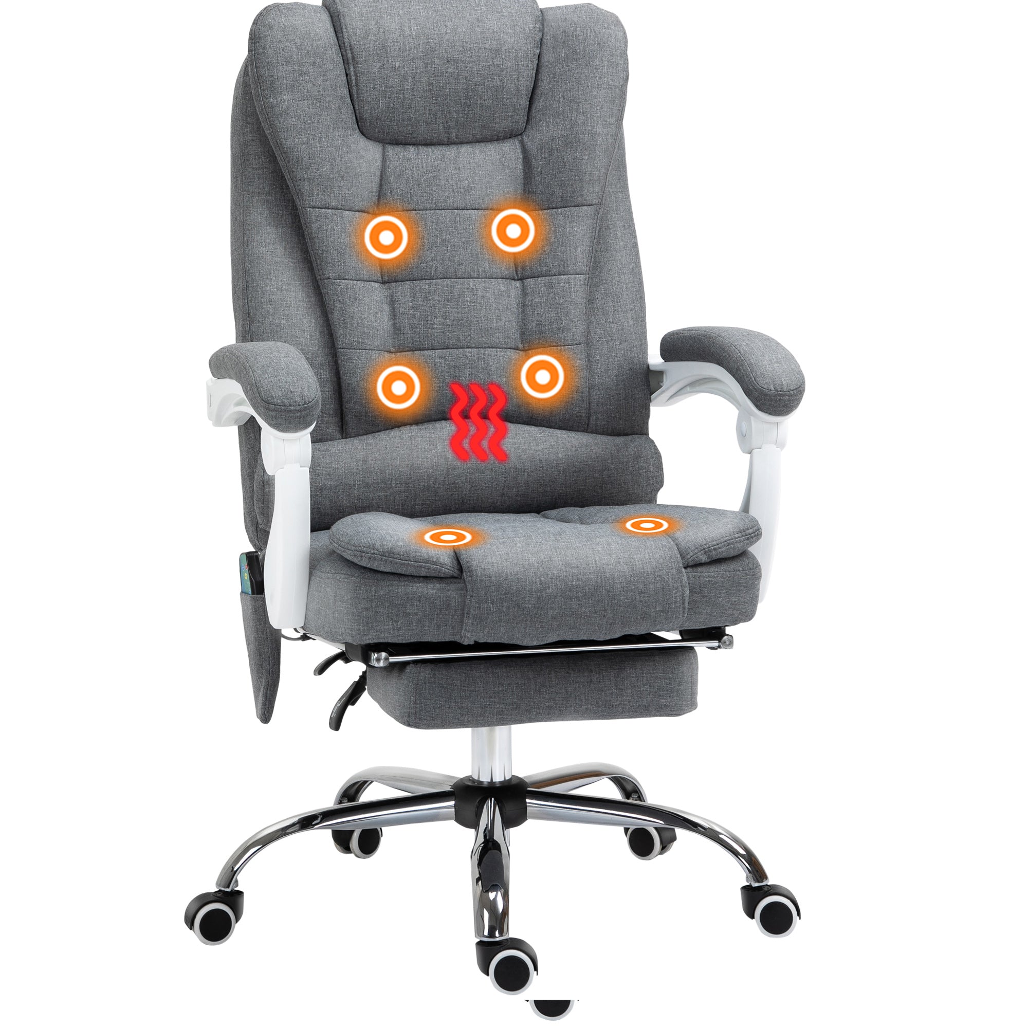Vinsetto Heated 6 Points Vibration Massage Executive Office Chair Adjustable Swivel Ergonomic High Back Desk Chair Recliner with Footrest Grey