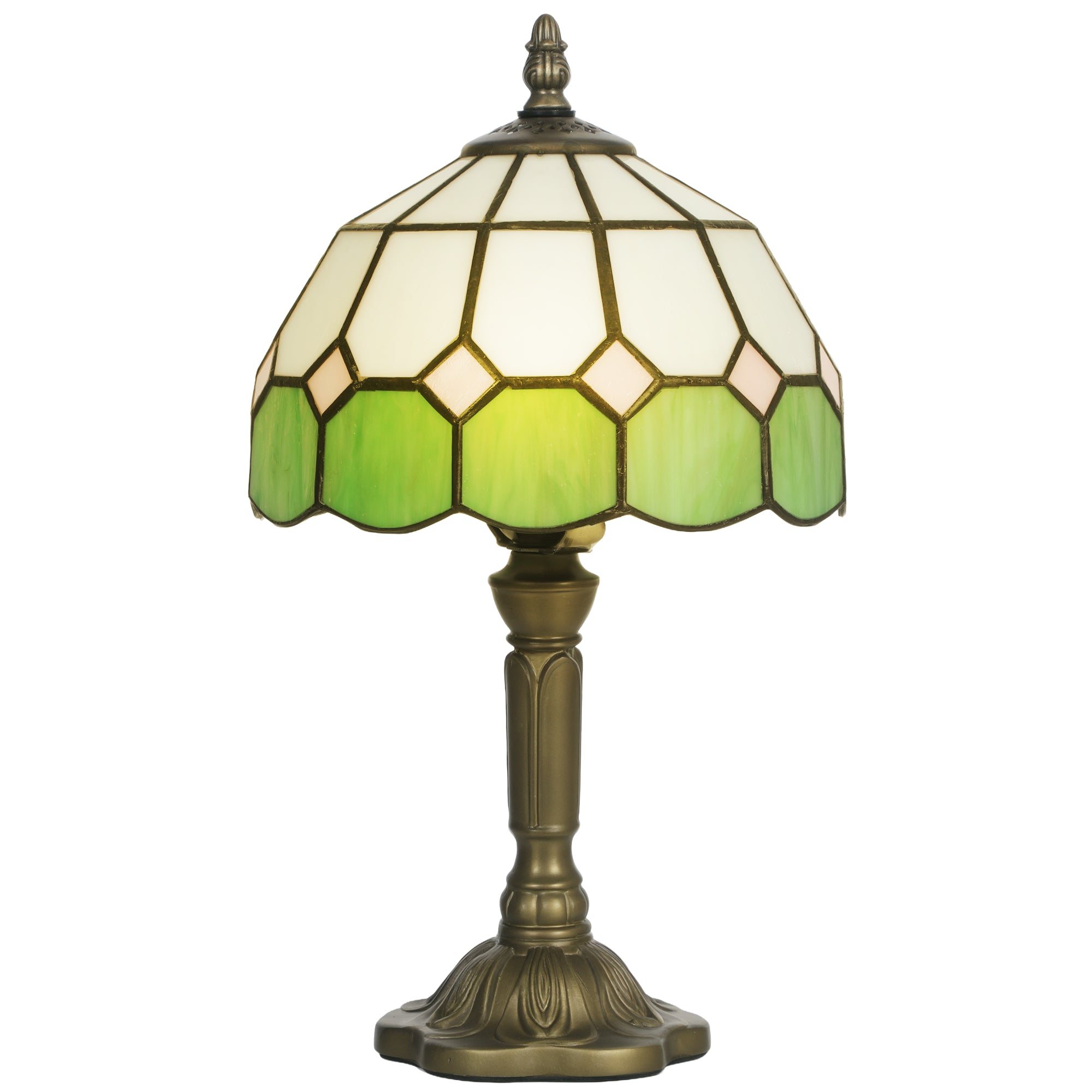 Handmade Stained Glass Table Lamp, Tiffany-Style Bedside Lamp for Bedroom, Living room, Home, Nightstand, Decorative Night Light, Green