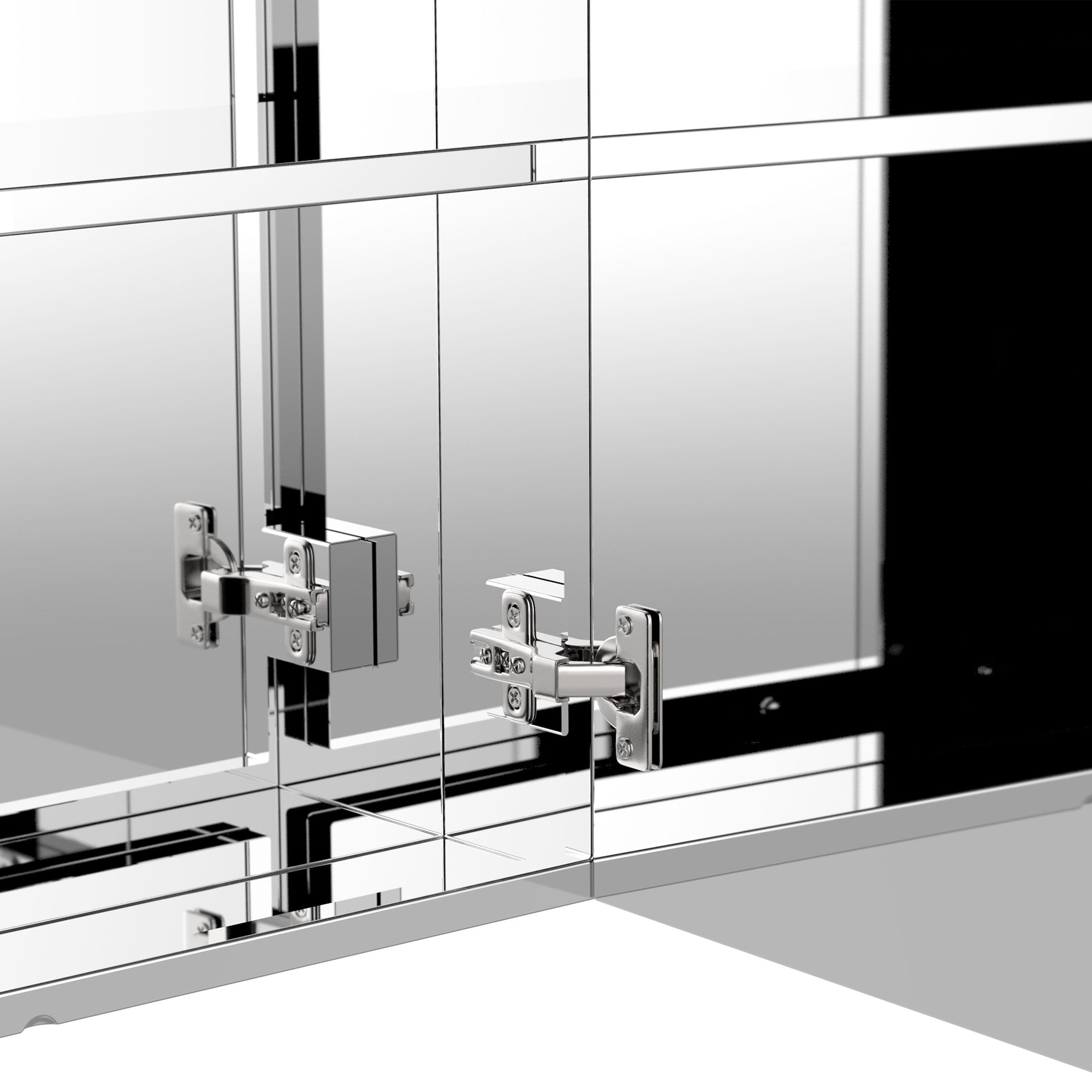 kleankin Bathroom Mirror Cabinet, 24" x 22" Stainless Steel Medicine Cabinet, Wall-Mounted Bathroom Cabinet with Double Doors, Silver