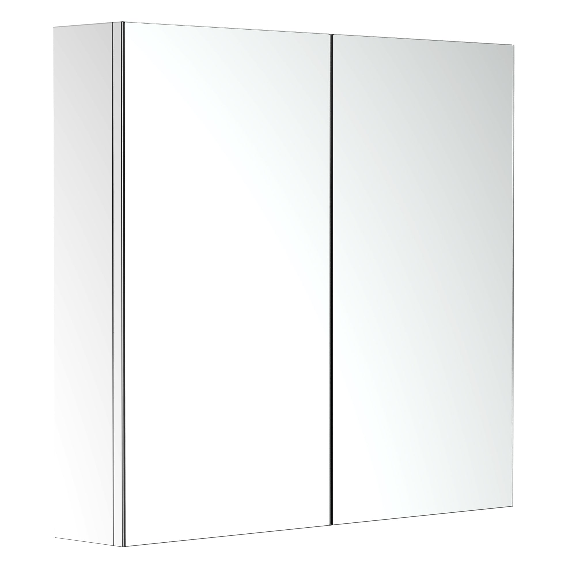 kleankin Bathroom Mirror Cabinet, 24" x 22" Stainless Steel Medicine Cabinet, Wall-Mounted Bathroom Cabinet with Double Doors, Silver