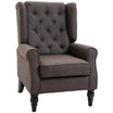 Mid-CenturyAccent Chair w/ High Wingback, Button-Tufted Fabric & Retro Wood Legs, Dark Brown - HOMCOM