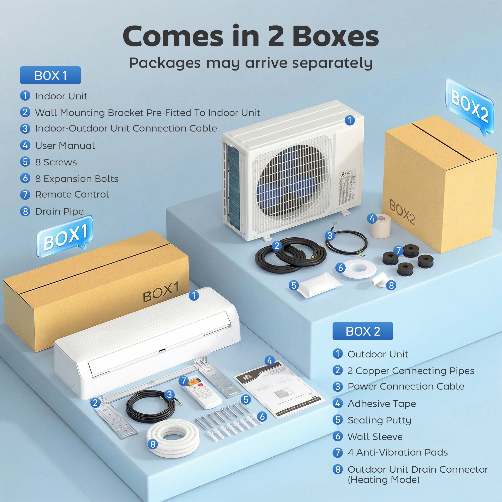 24000 BTU Mini Split Air Conditioner and Heat Pump, 22 SEER2 230V WIFI Enabled Energy Efficient Ductless Inverter AC Unit Cools up to 1500 Sq.Ft, Works with Alexa, Installation Kit