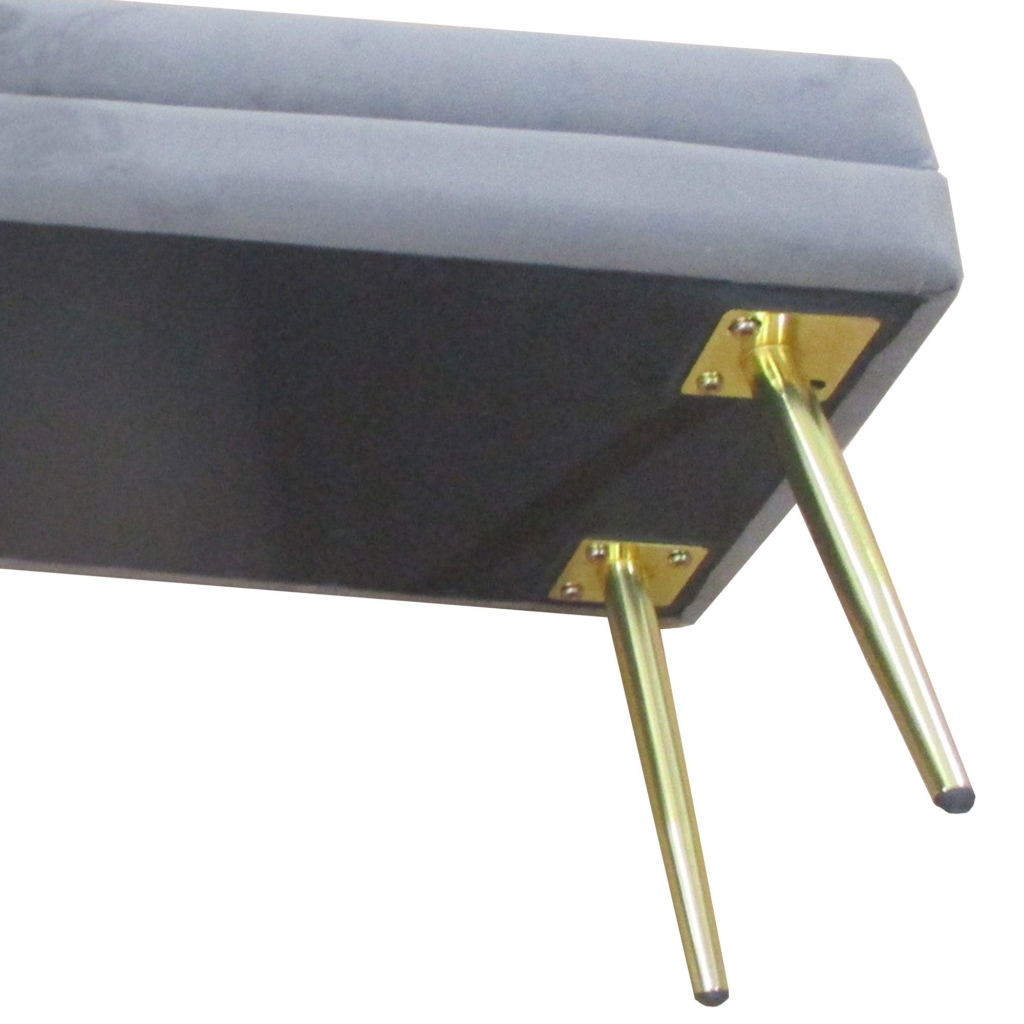 HOMCOM Storage Bench, Velvet-feel Upholstered End of Bed Bench with Gold Tone Legs, Bench with Storage for Living Room, Entryway, Bedroom, Dark Grey