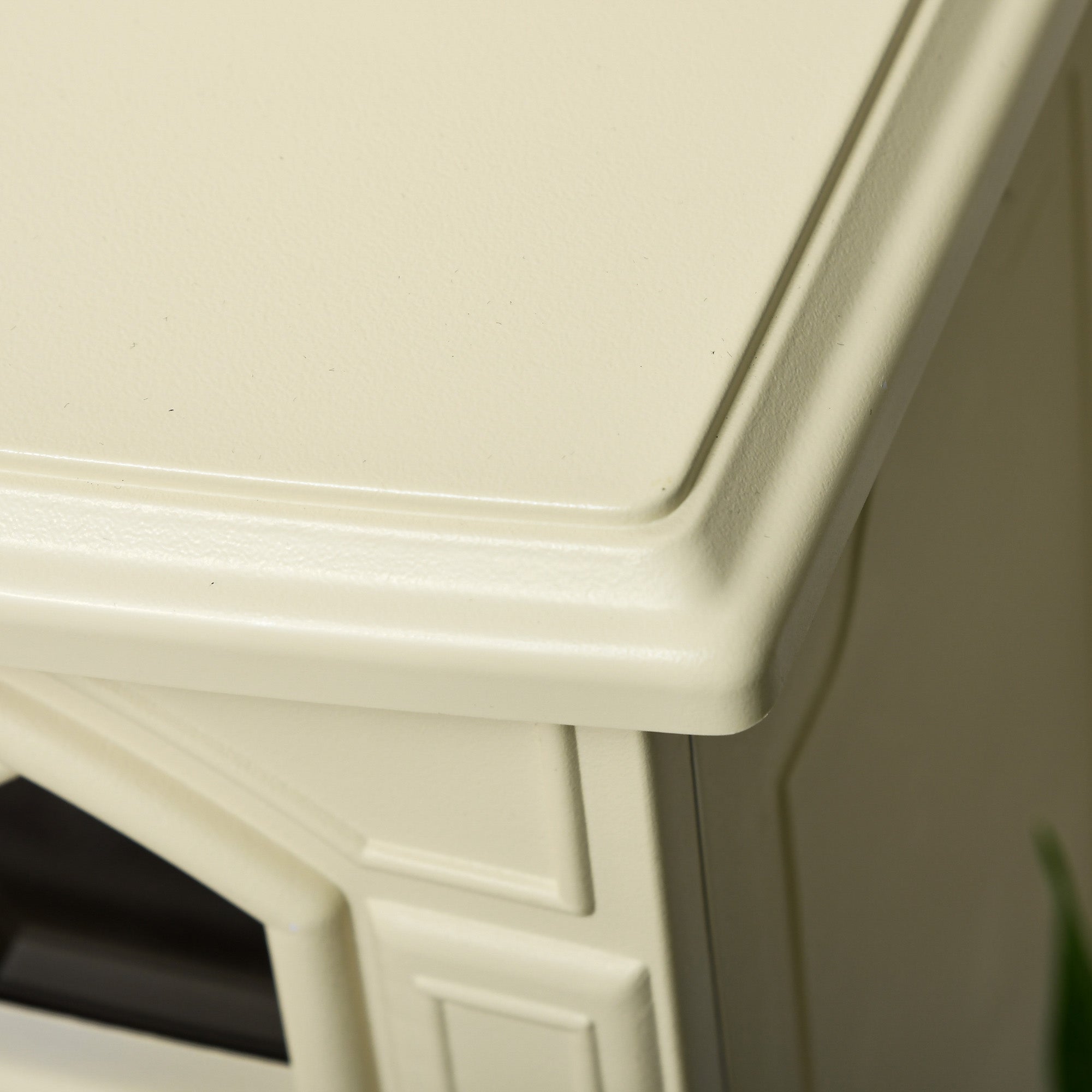 Electric Fireplace Heater w/ Realistic Flames & Overheat Protection, 750W/1500W, Cream White