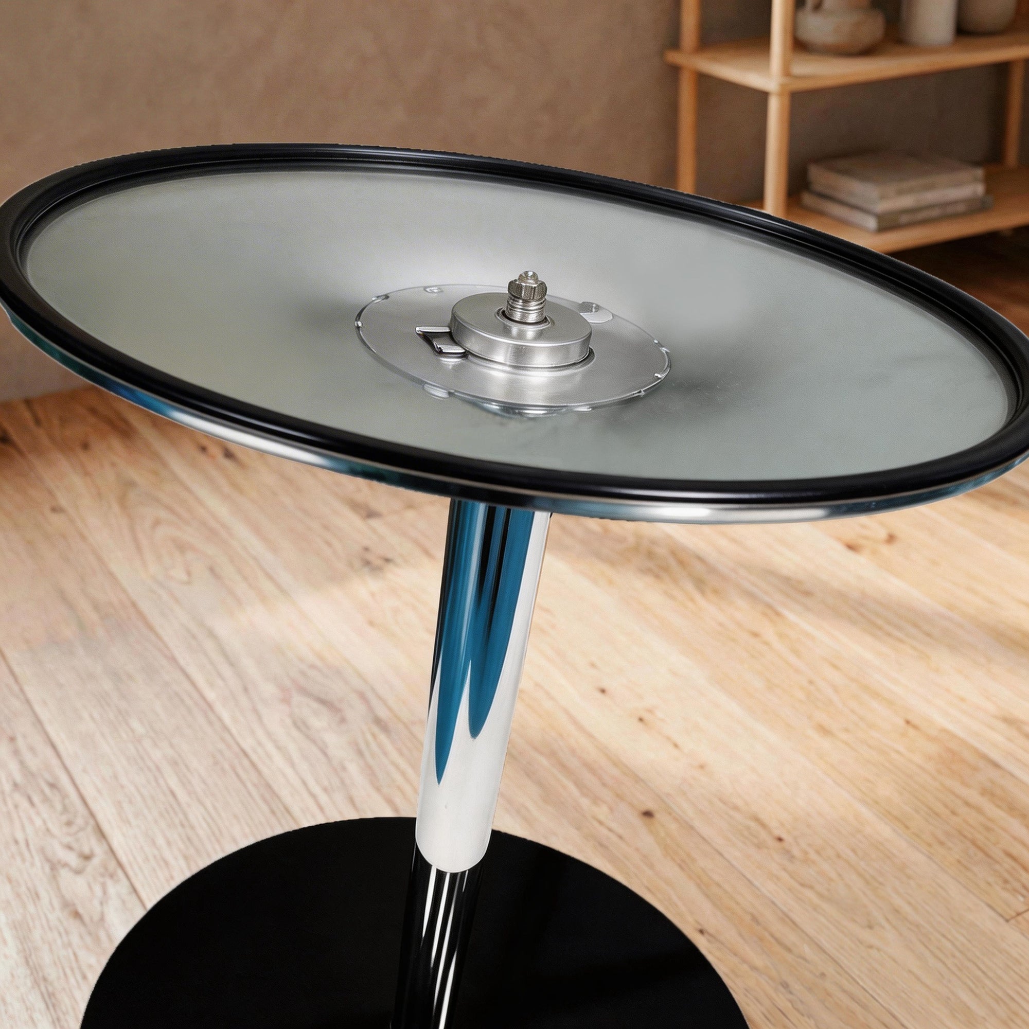 Round Bar Table, Modern Dining Table with Tempered Glass Top and Steel Frame for 4, Easy Assembly for Breakfast Bar, Dining Room, 70 x 70 x 75.5cm, Black