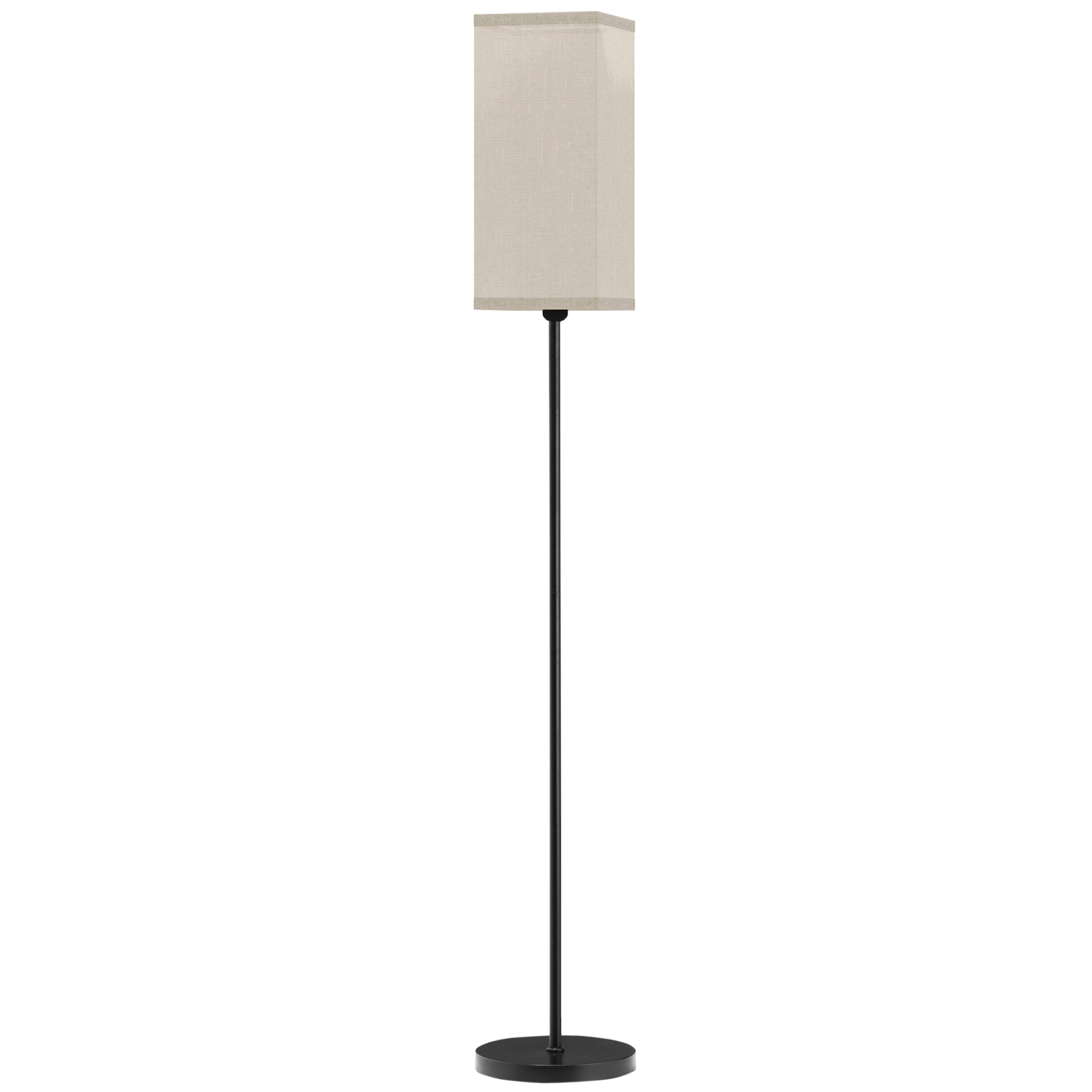 HOMCOM Floor Lamp, Modern Standing Lamp with Linen Shade, Tall Lamps for Living Room, Bedroom, with Foot Switch, Bulb not Included, Black