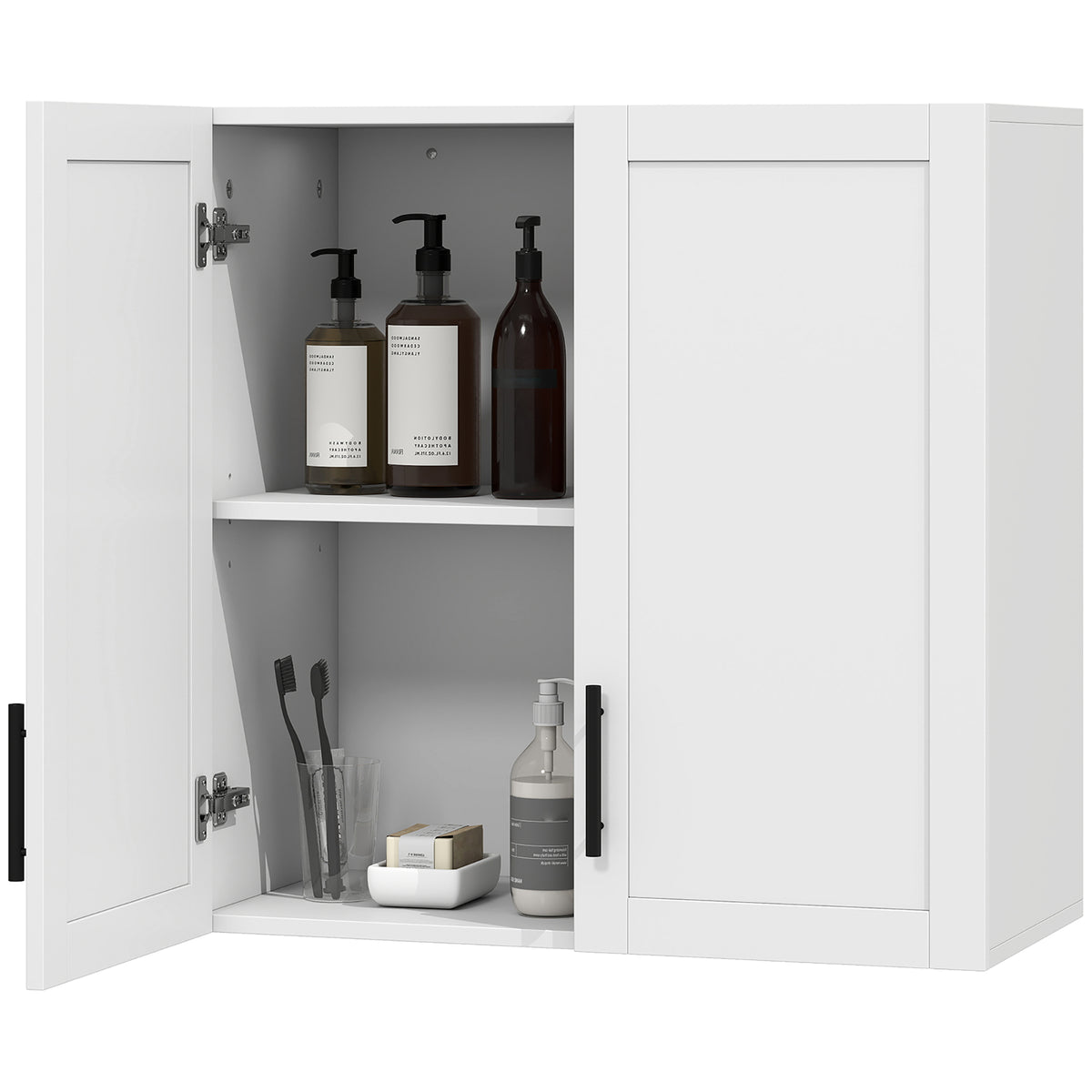 Bathroom Wall Cabinet, Wall Mounted Over the Toilet Space Saver with 2 Doors and Adjustable Shelf Storage for Bathroom, White
