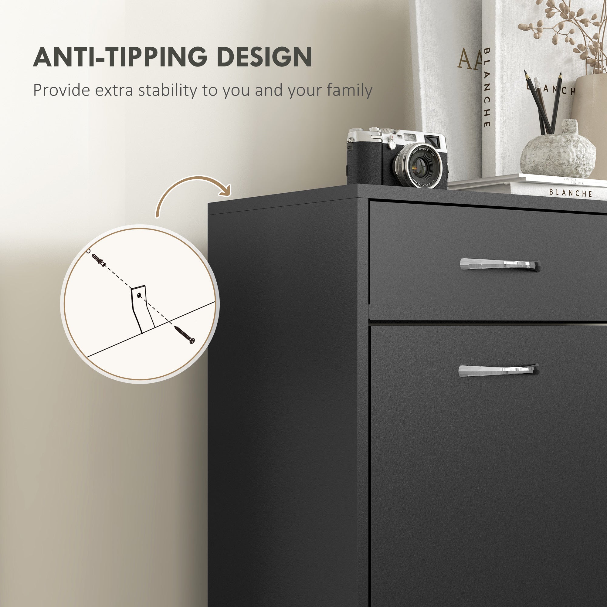 HOMCOM Narrow Shoe Cabinet for Entryway Hallway, Shoe Storage Cabinet with 2 Flip Drawers, 2 Slide Out Drawers and Adjustable Shelves for 12 Pairs of Shoes, Black