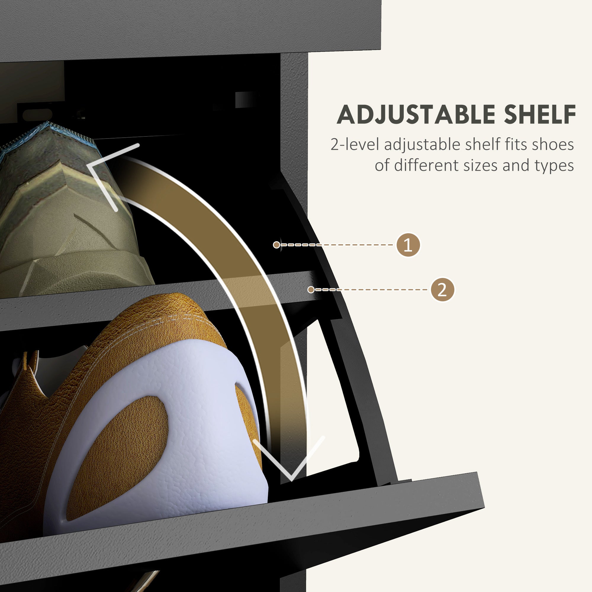 HOMCOM Narrow Shoe Cabinet for Entryway Hallway, Shoe Storage Cabinet with 2 Flip Drawers, 2 Slide Out Drawers and Adjustable Shelves for 12 Pairs of Shoes, Black